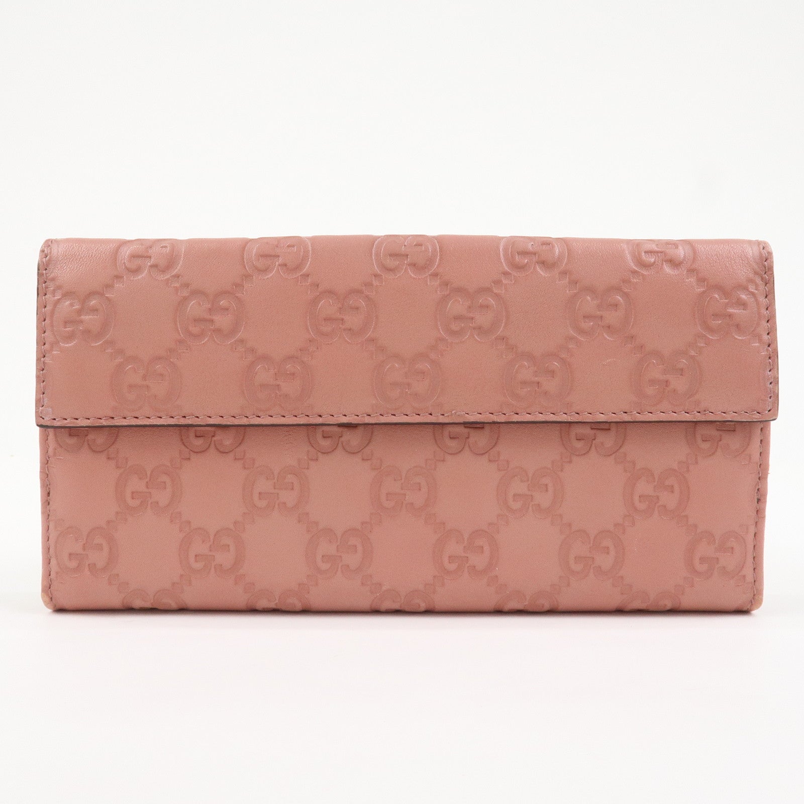GUCCI Guccissima Lovely Heart Leather Long Wallet Pink 203550