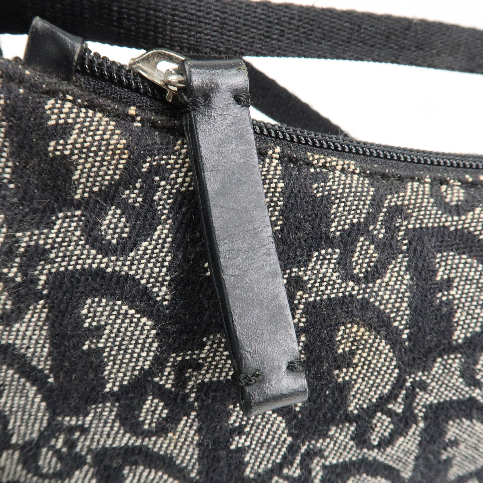 Christian Dior Trotter Canvas Leather Shoulder Bag Hand Bag Black Used