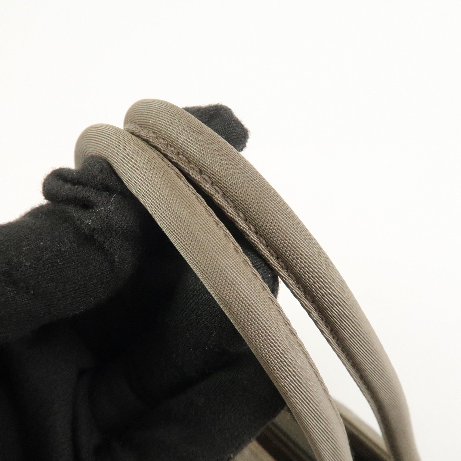 PRADA Triangle Logo Nylon Tote Bag Hand Bag Gray