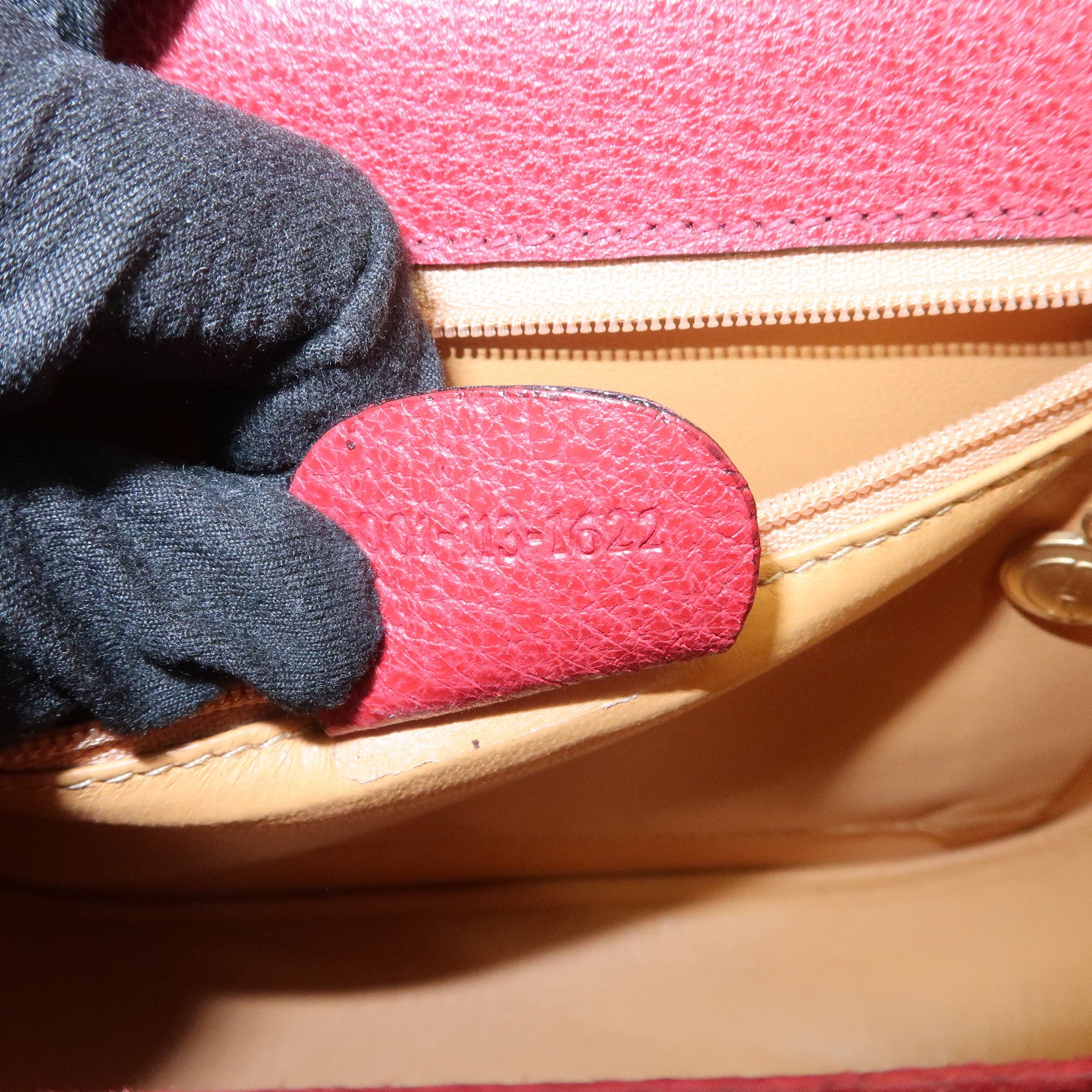 GUCCI Bamboo Leather Shoulder Bag Crossbody Bag Red 001・113・1622