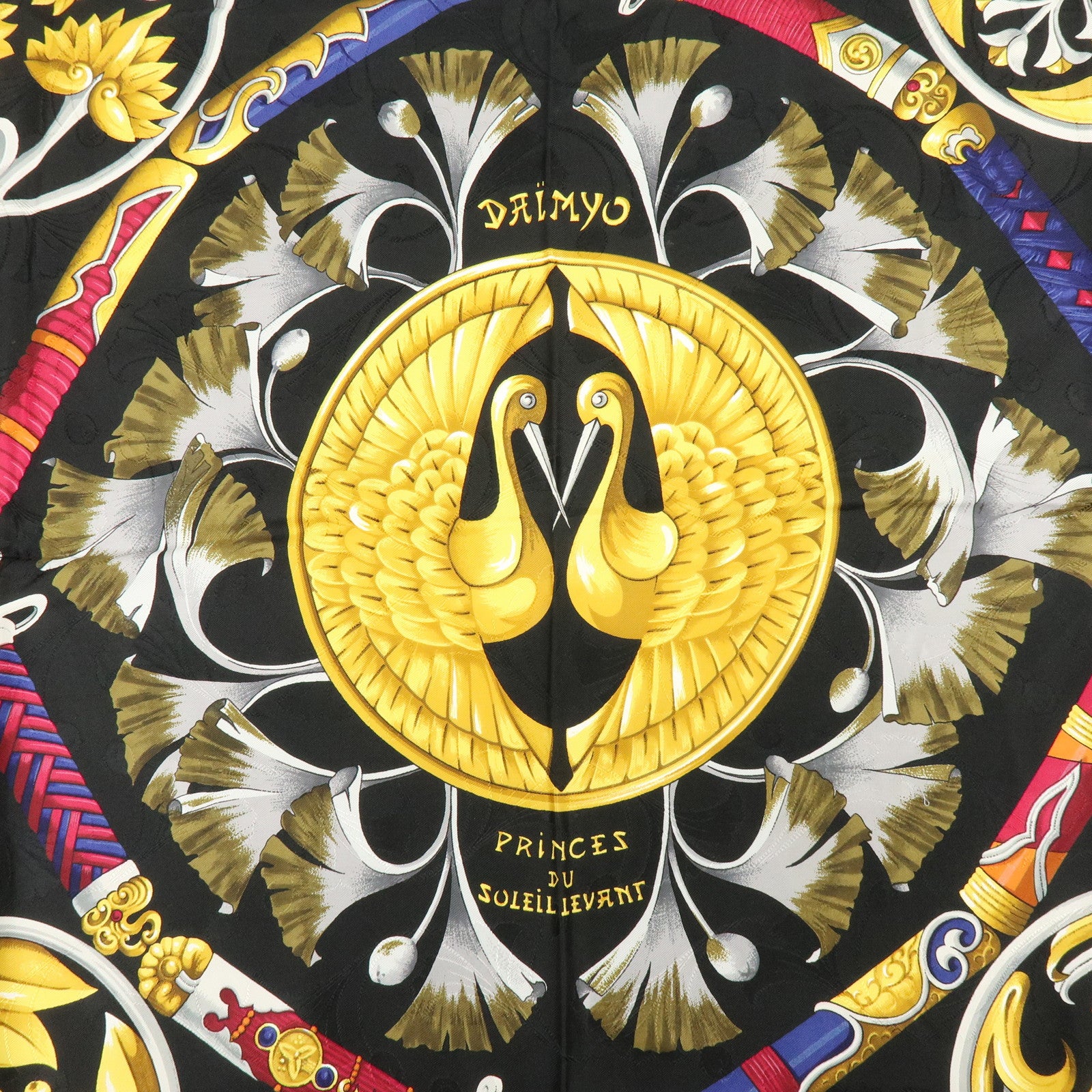 HERMES Carre 90 Silk 100% Scarf DAIMYO PRINCES DU SOLEIL LEVANT
