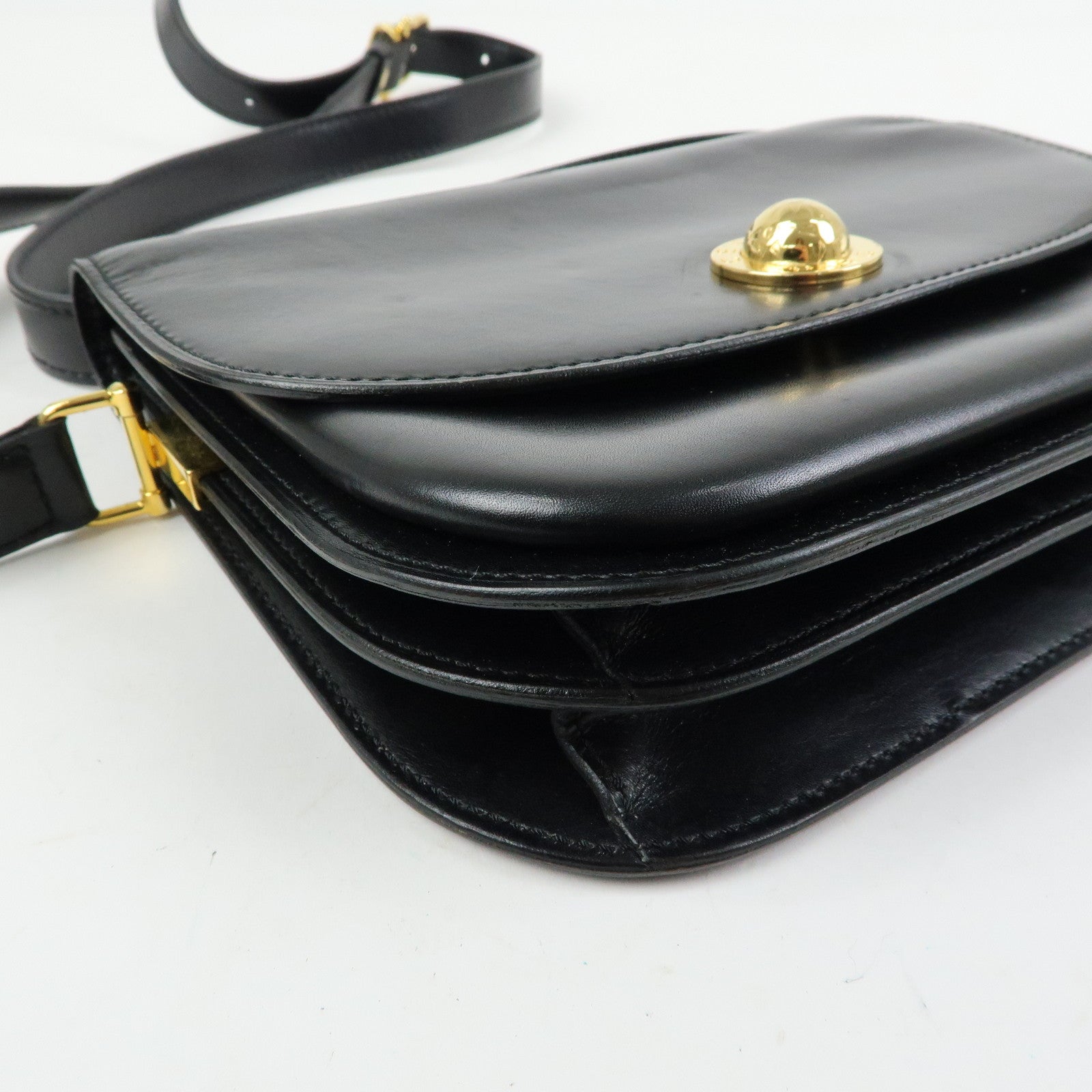 CELINE Leather Shoulder Bag Crossbody Bag Black