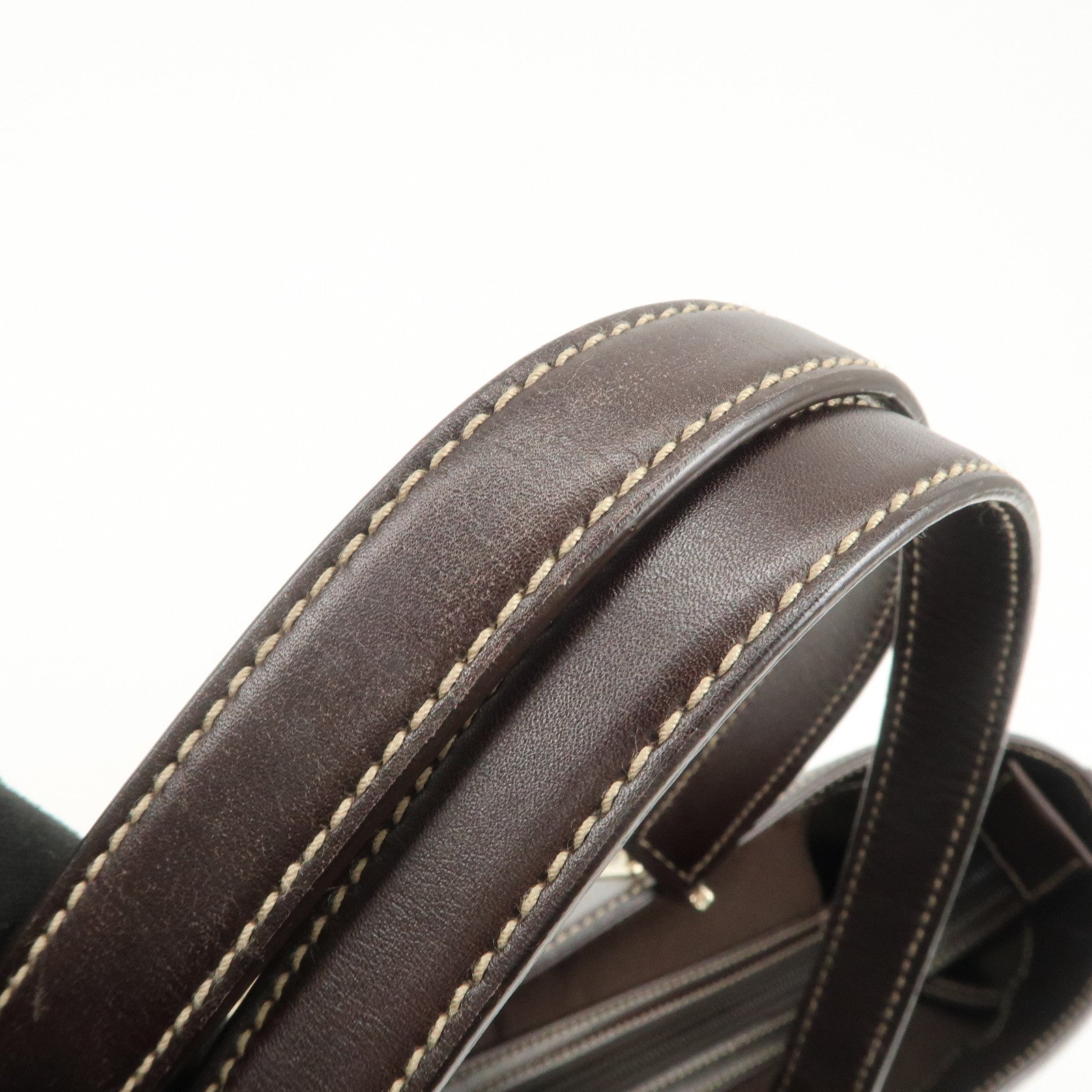 GUCCI GG Canvas Leather Tote Bag Hand Bag Brown Beige 145993