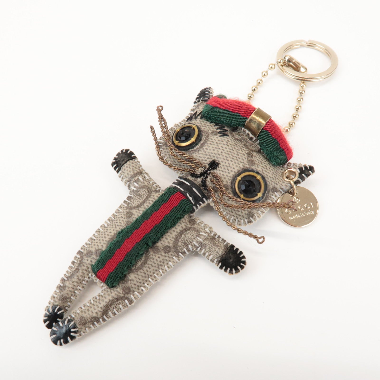 GUCCI Sherry GG Plus Gucciori Christina Bag Charm Key Holder Beige