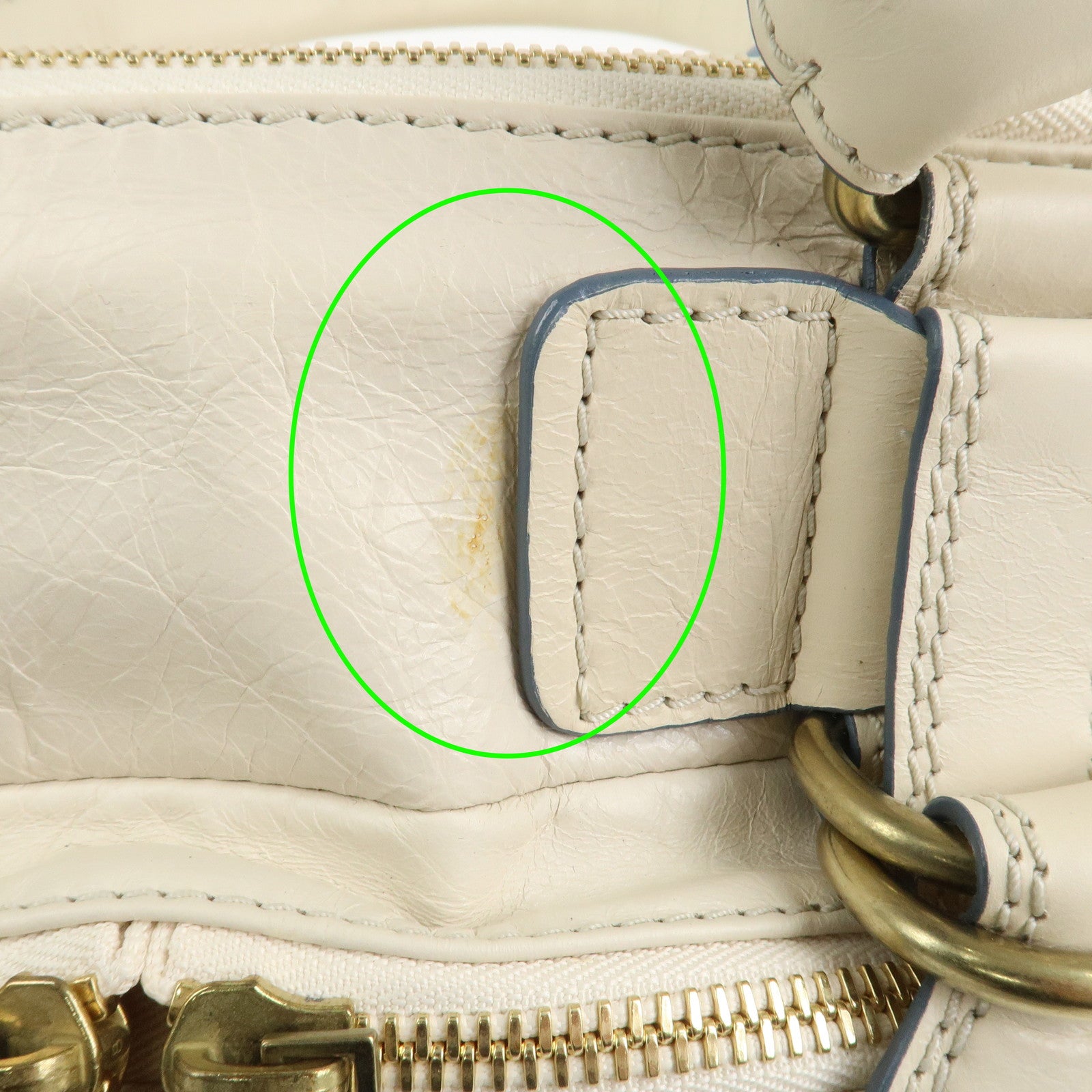 Chloe Bay Leather Hand Bag Shoulder Bag Ivory