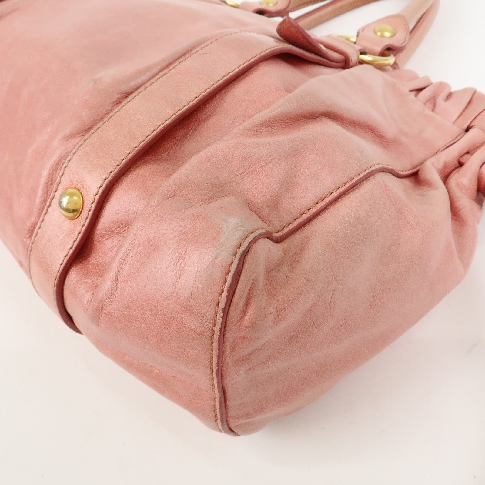 MIU MIU Logo Leather 2Way Bag Shoulder Bag Hand Bag Pink RT0383