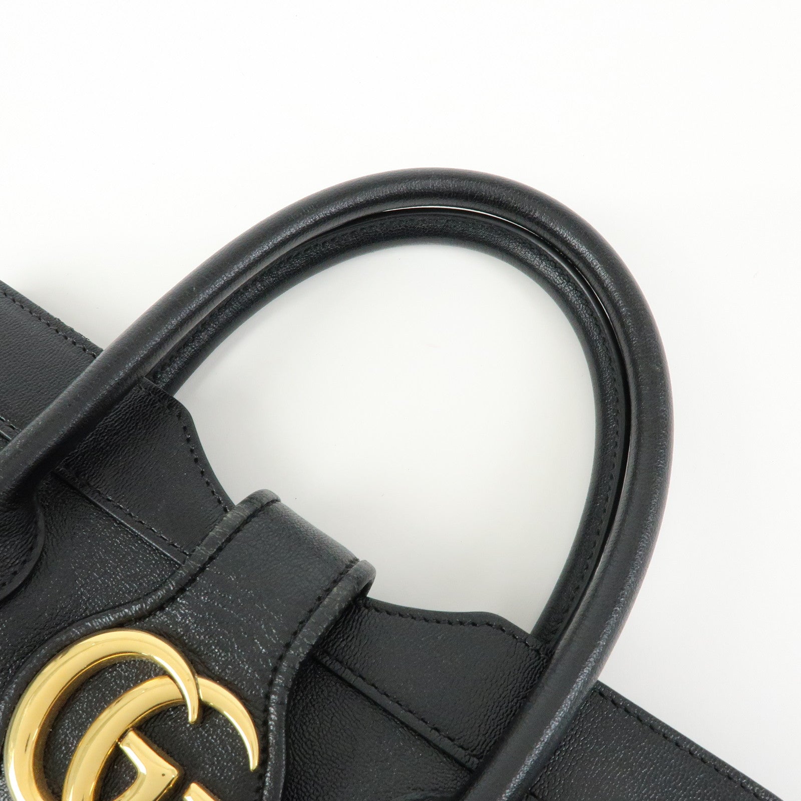 GUCCI GG Marmont Top Handle Leather 2Way Bag Hand Bag Black 658450