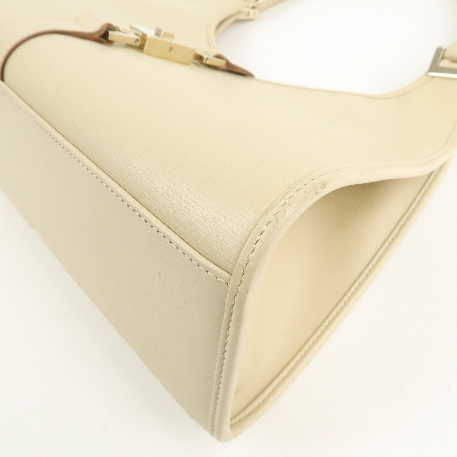 GUCCI Jackie Leather Shoulder Bag Hand Bag Light Beige 002 1067 Used
