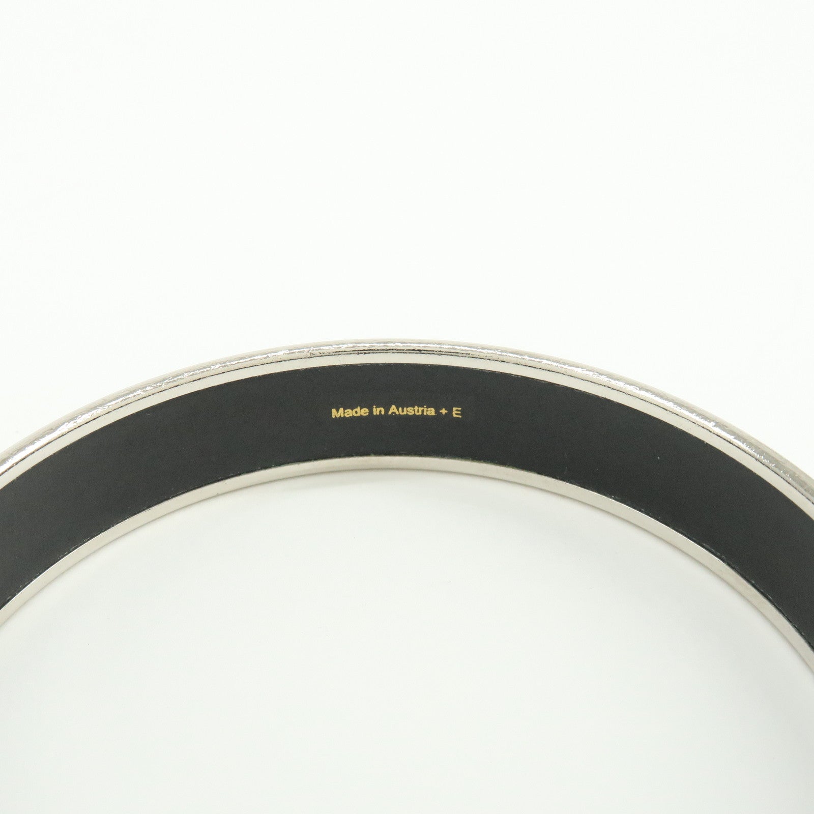 HERMES Email PM Silver Plated Bracelet Bangle Blue Multicolor