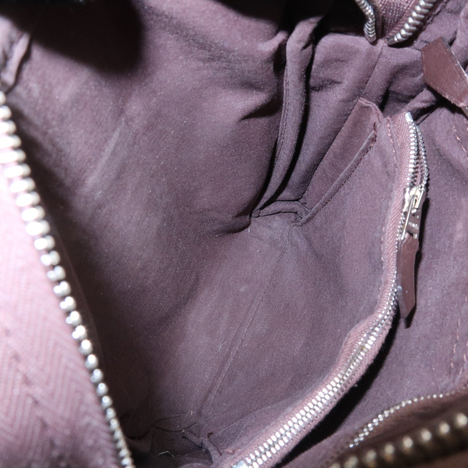 HERMES Toile Chevron Pochette Bandouliere PM Shoulder Bag Brown