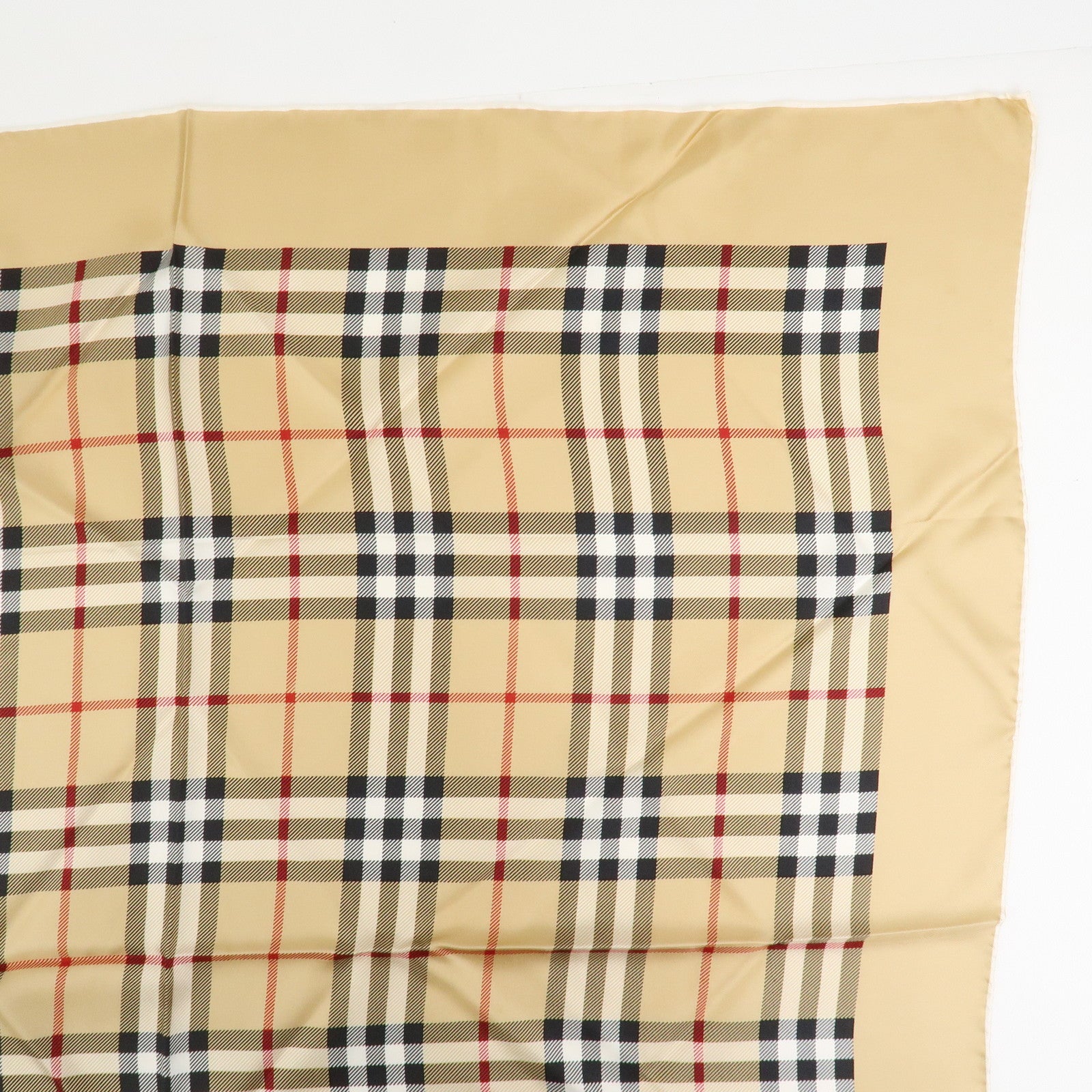 BURBERRY Nova Plaid Silk 100% Scarf 90×90 Beige