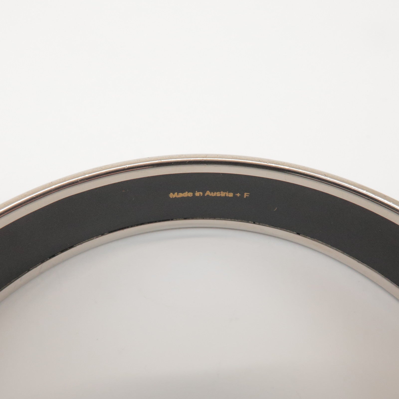 HERMES Email MM Bangle Plated Bracelet Ivory Silver