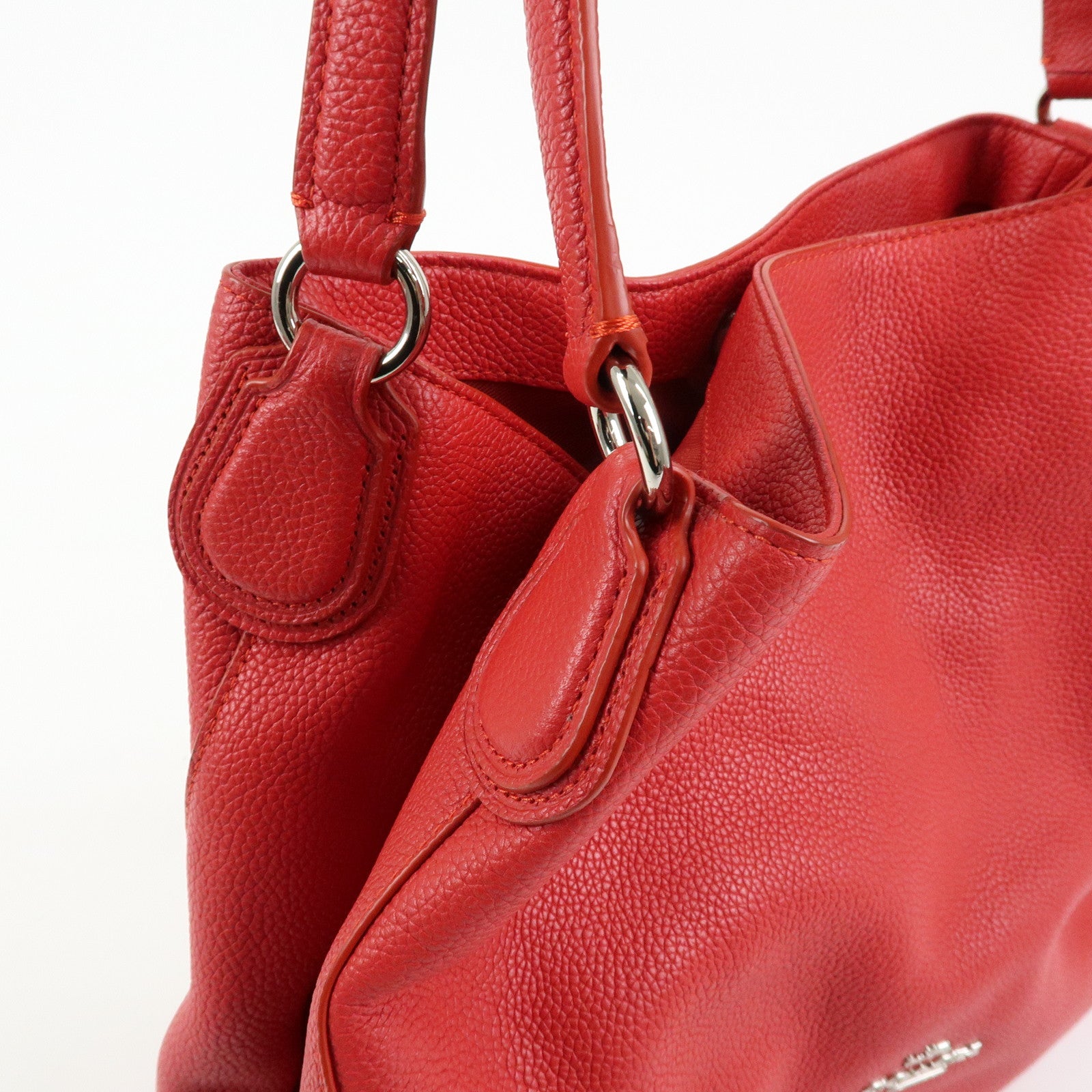 COACH Edie Set of 2 Leather Shoulder Bag Hand Bag Red