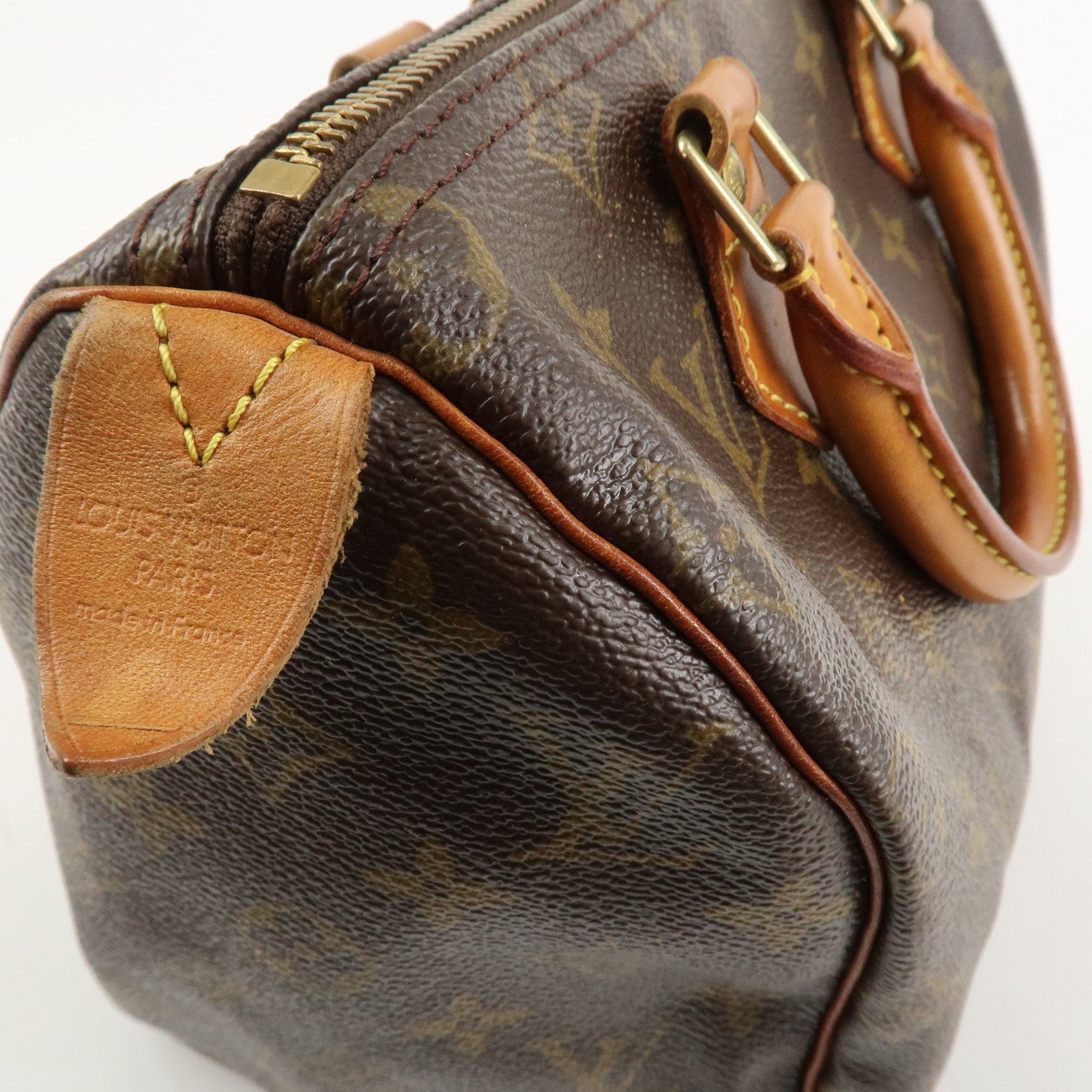 Louis Vuitton Monogram Canvas Leather Speedy 25 Boston Bag M41528