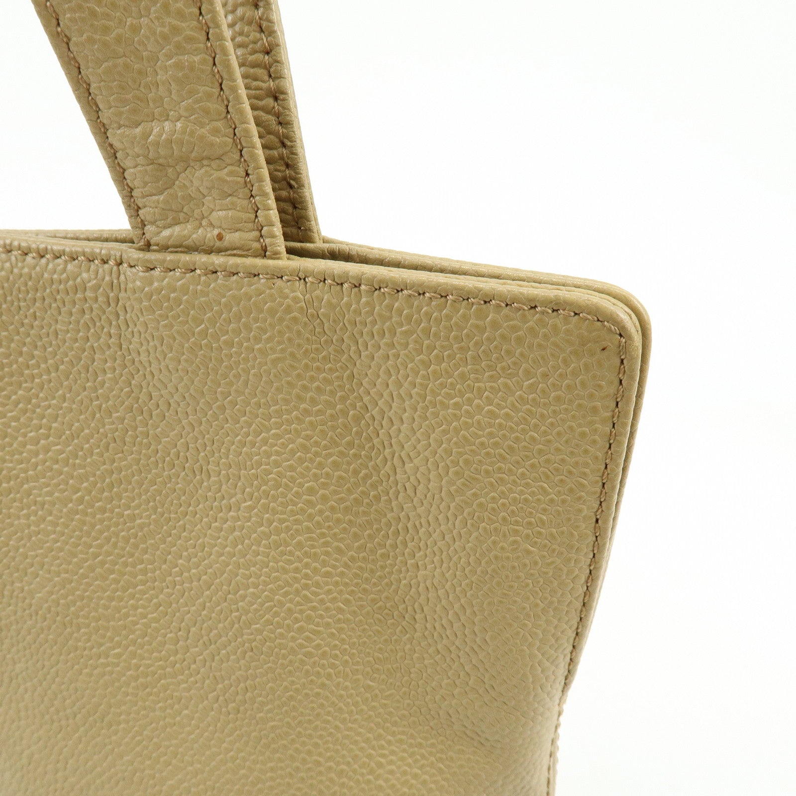 CHANEL Caviarskin Tote Bag Shoulder Bag Beige