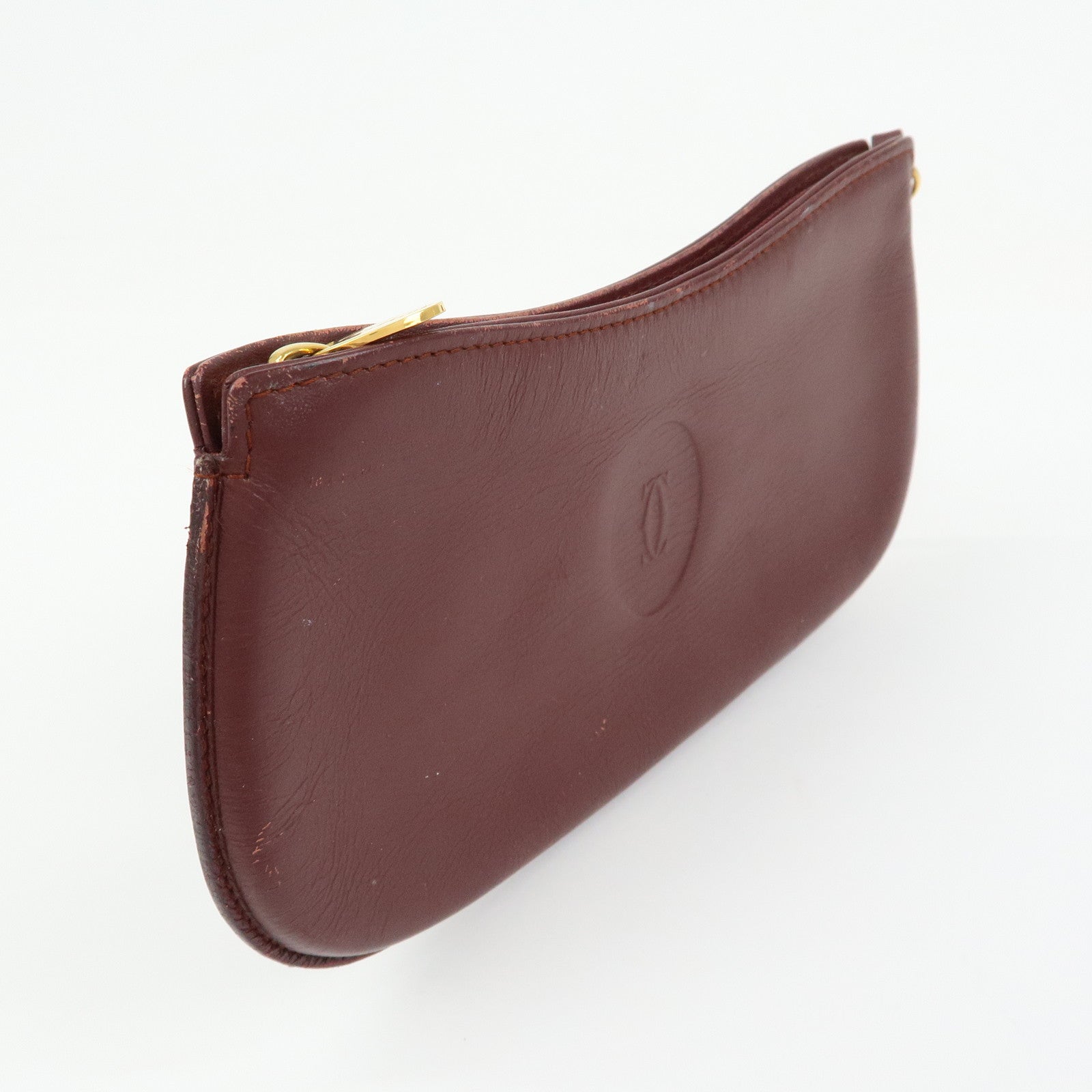 Cartier Must de Cartier Leather Chain Strap Pouch Bordeaux