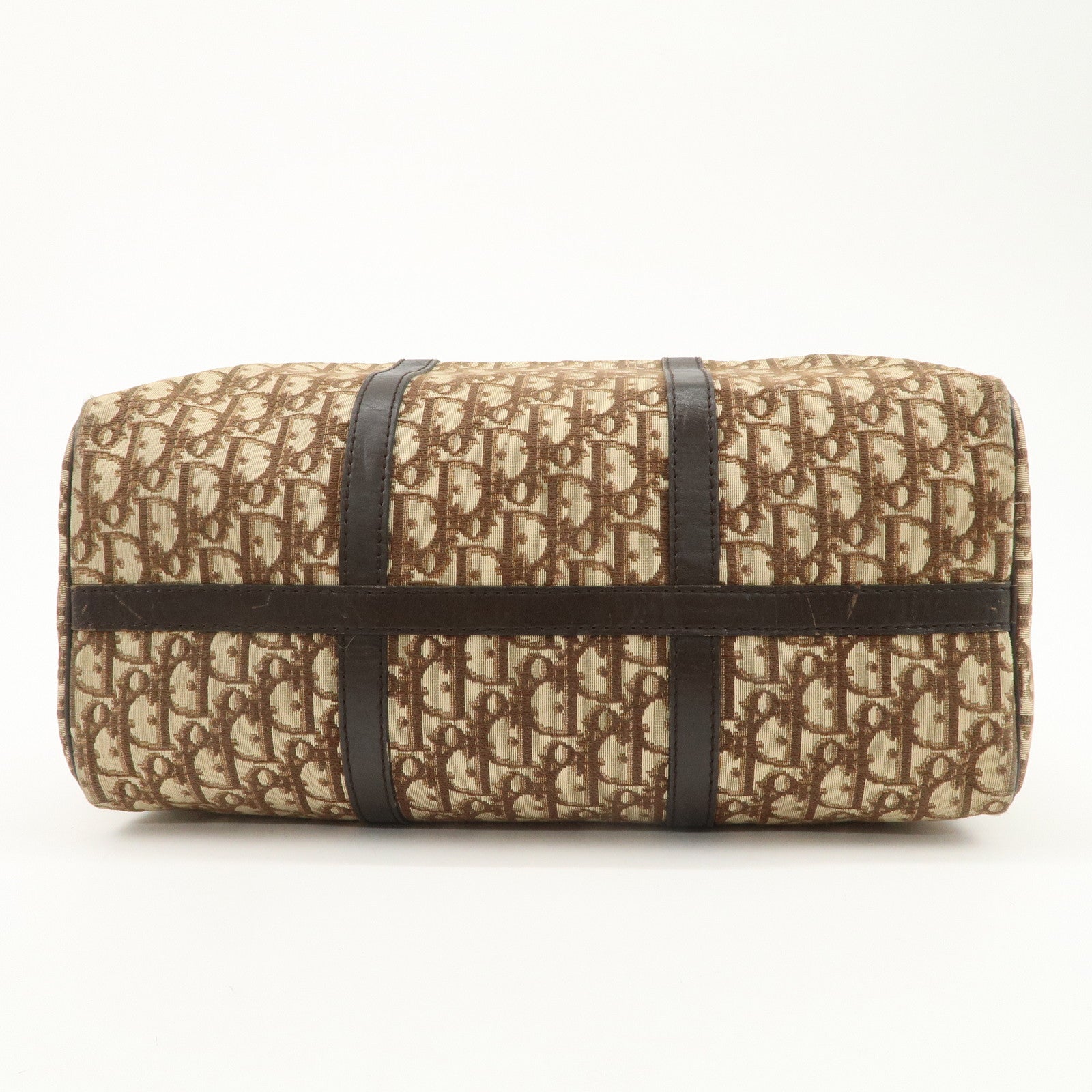 Christian Dior Trotter Jacquard Canvas Boston Bag Hand Bag Brown