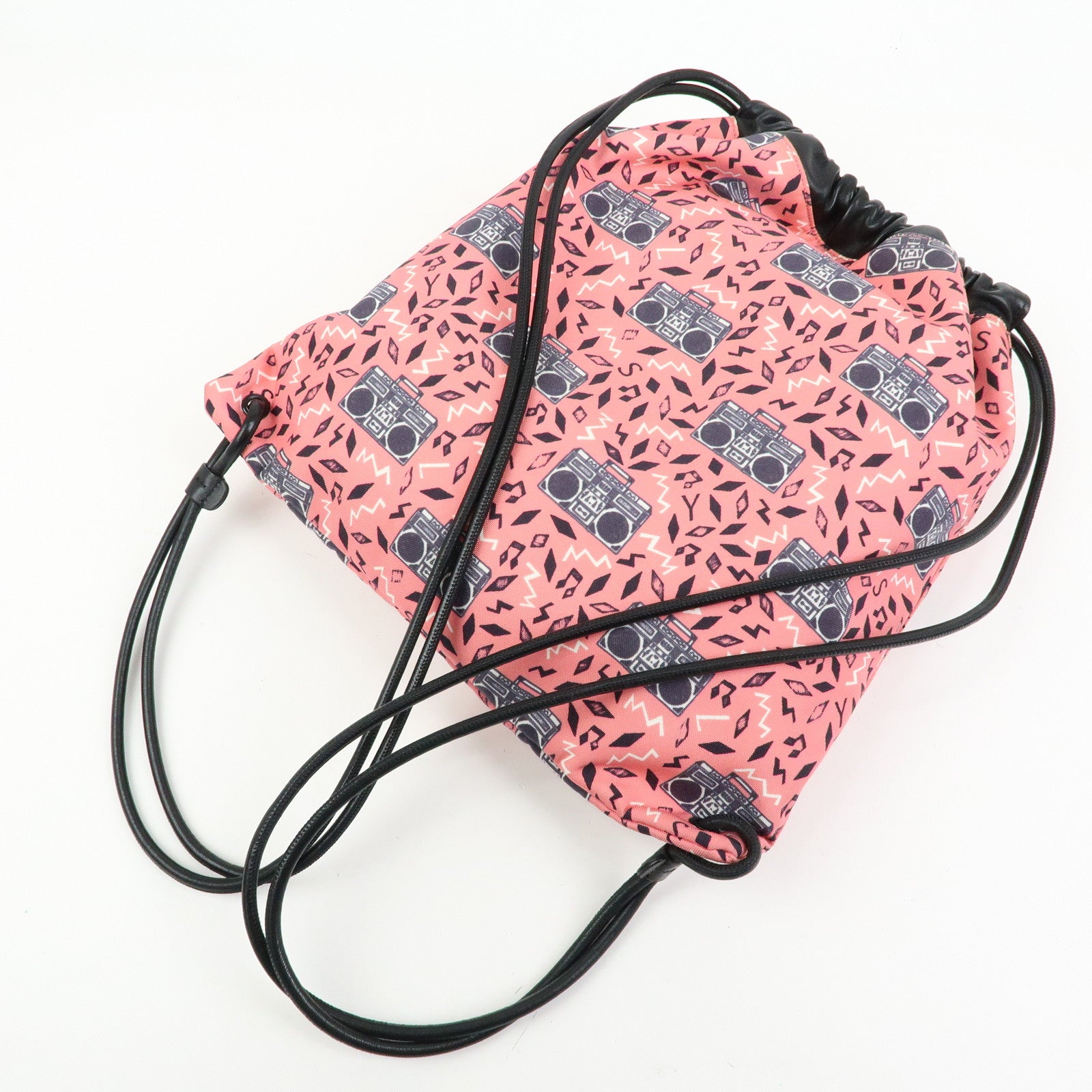 SAINT LAURENT PARIS Canvas Lamb Skin Teddy Bag Backpack Pink 553919