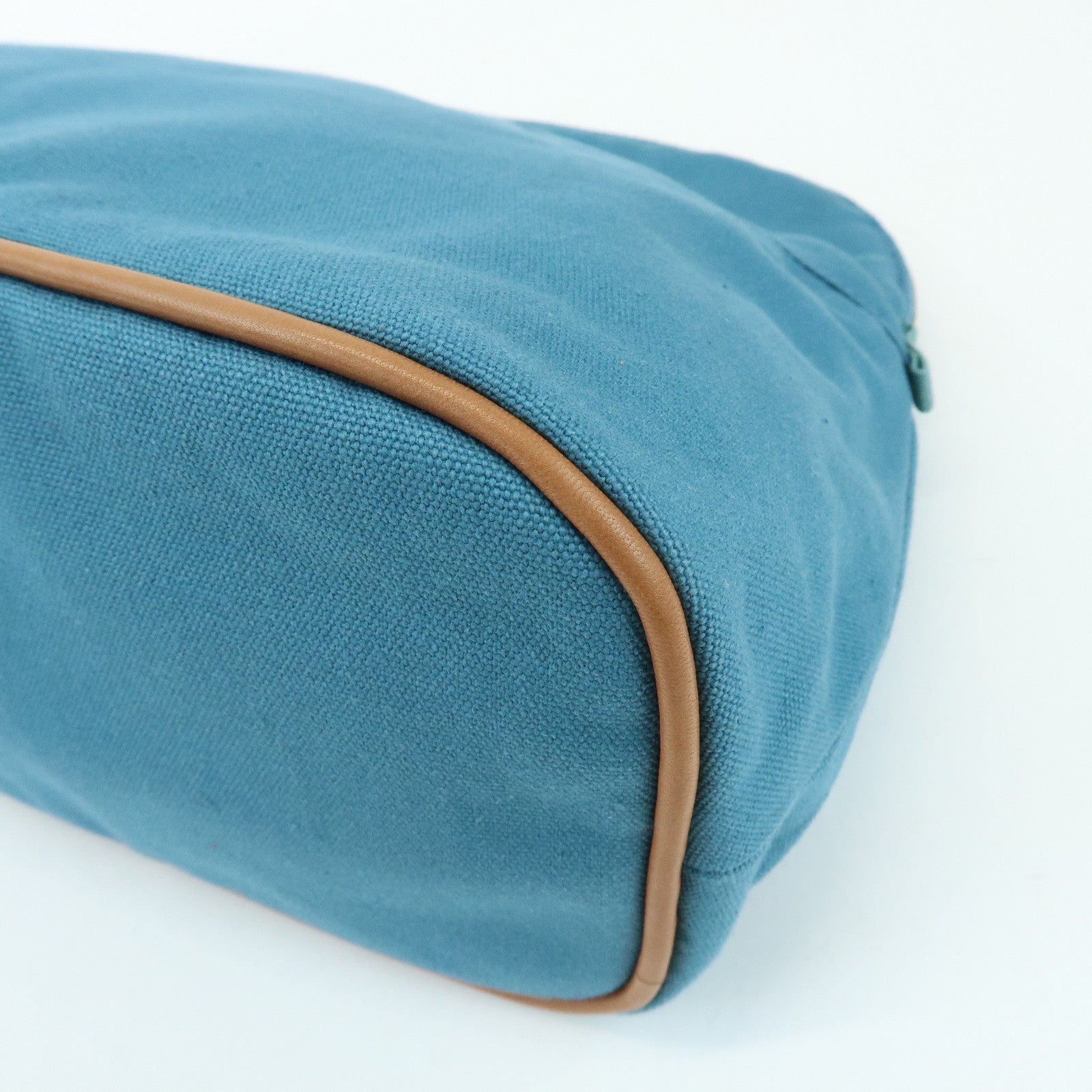 HERMES Cotton Canvas Bolide Cosmetic Pouch TGM Pouch Blue