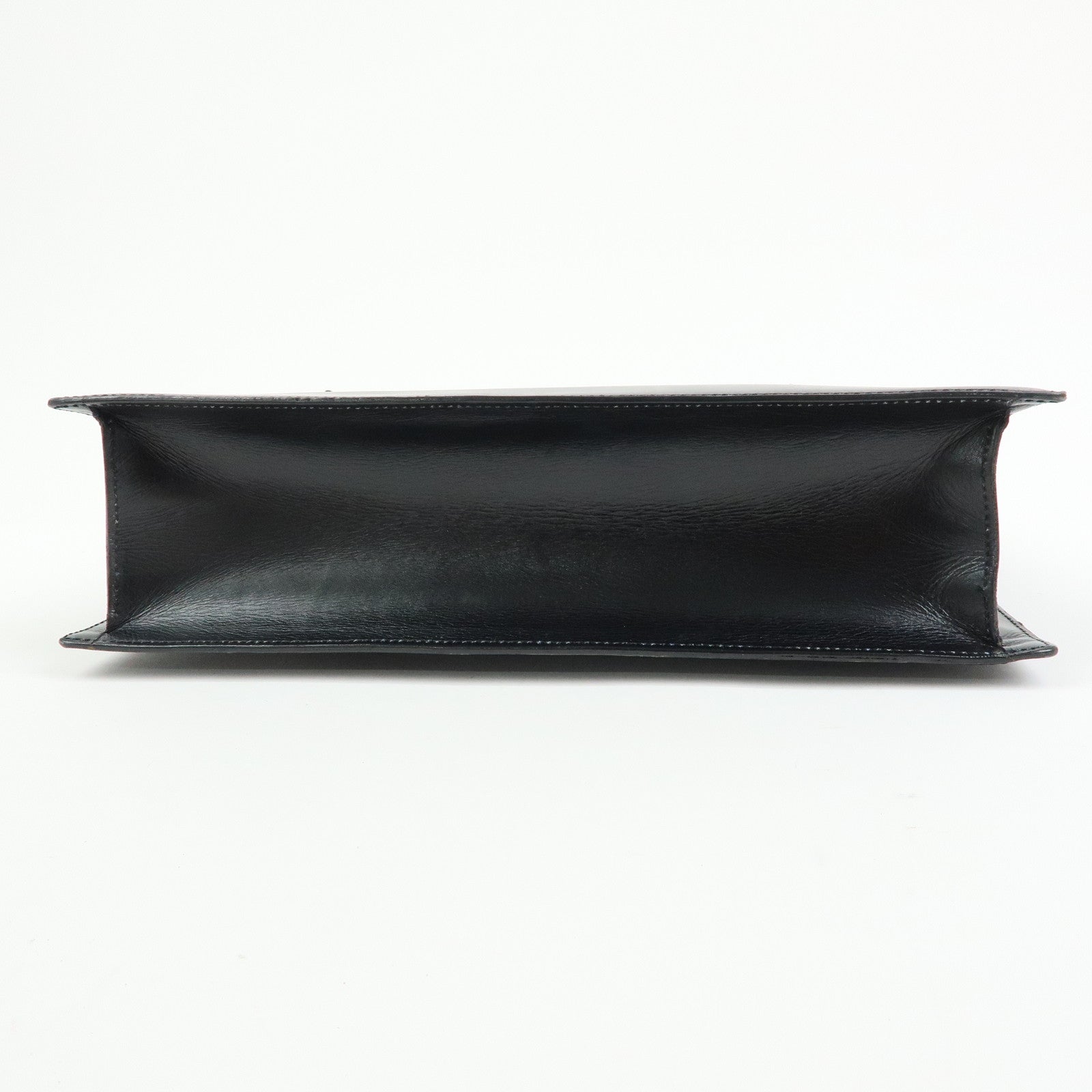 CELINE Leather Chain Lock Tote Bag Shoulder Bag Hand Bag Black
