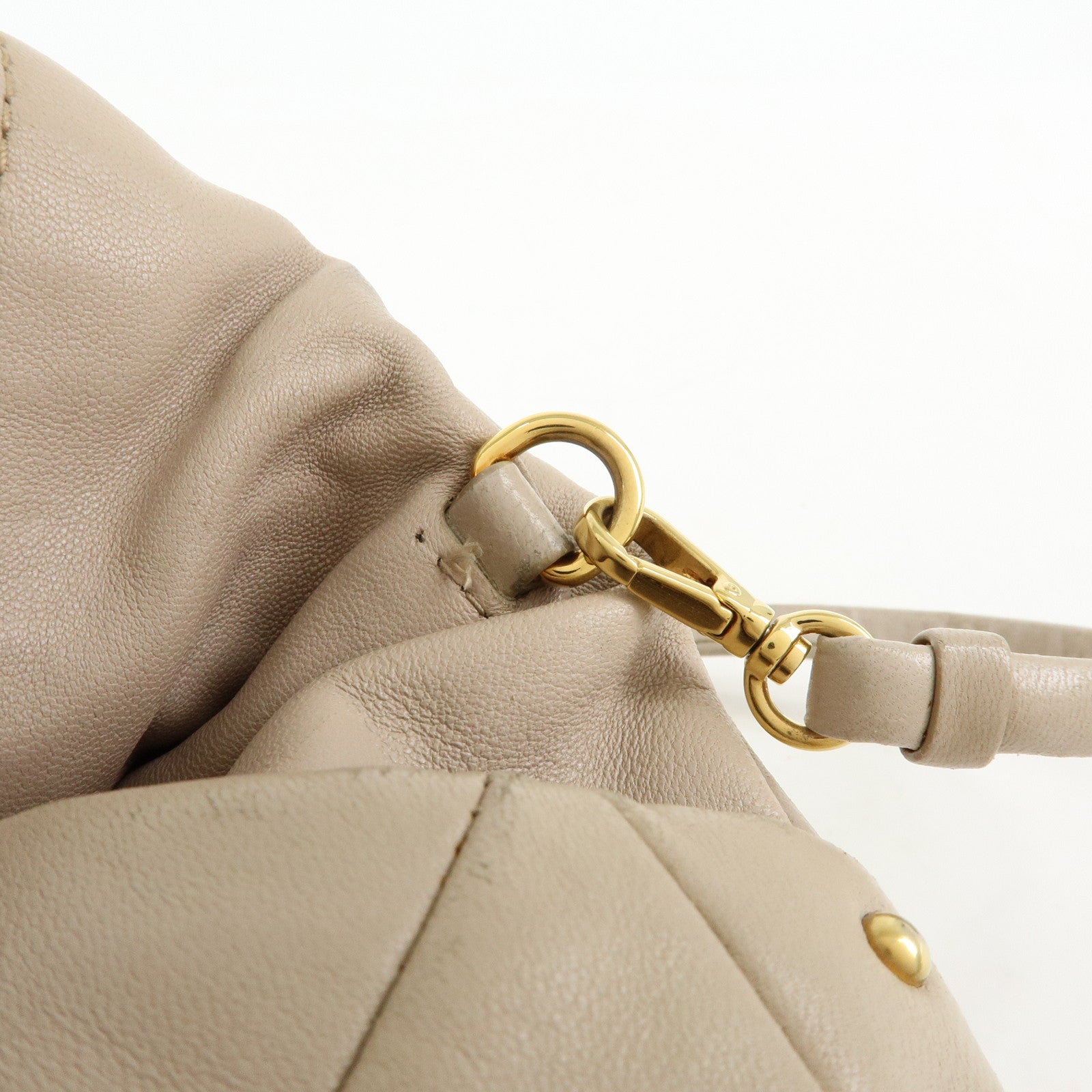 MIU MIU Nappa Leather 2Way Bag Hand Bag Shoulder Bag Beige