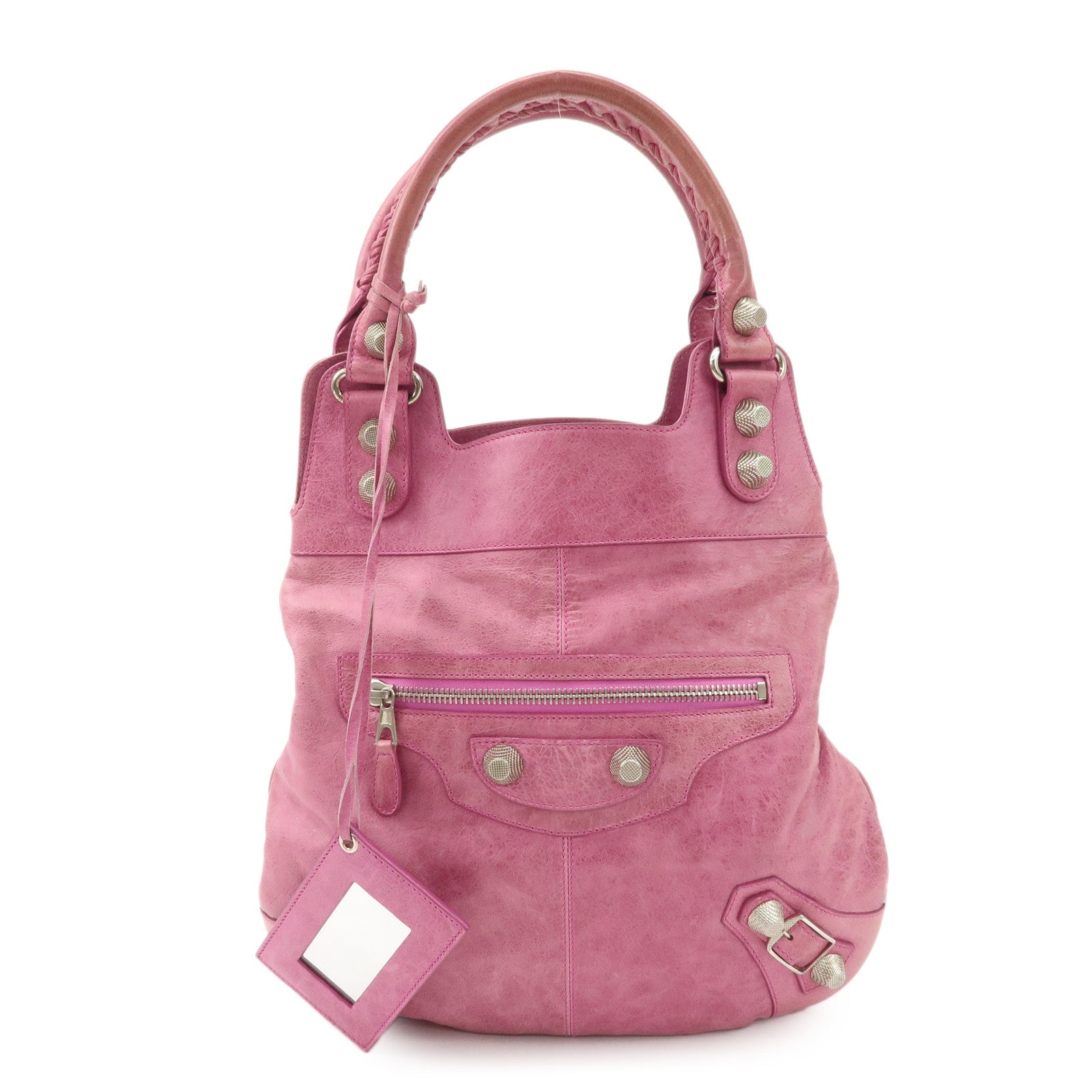 BALENCIAGA The Giant Slim Leather Shoulder Bag Hand Bag Pink 192911 Used