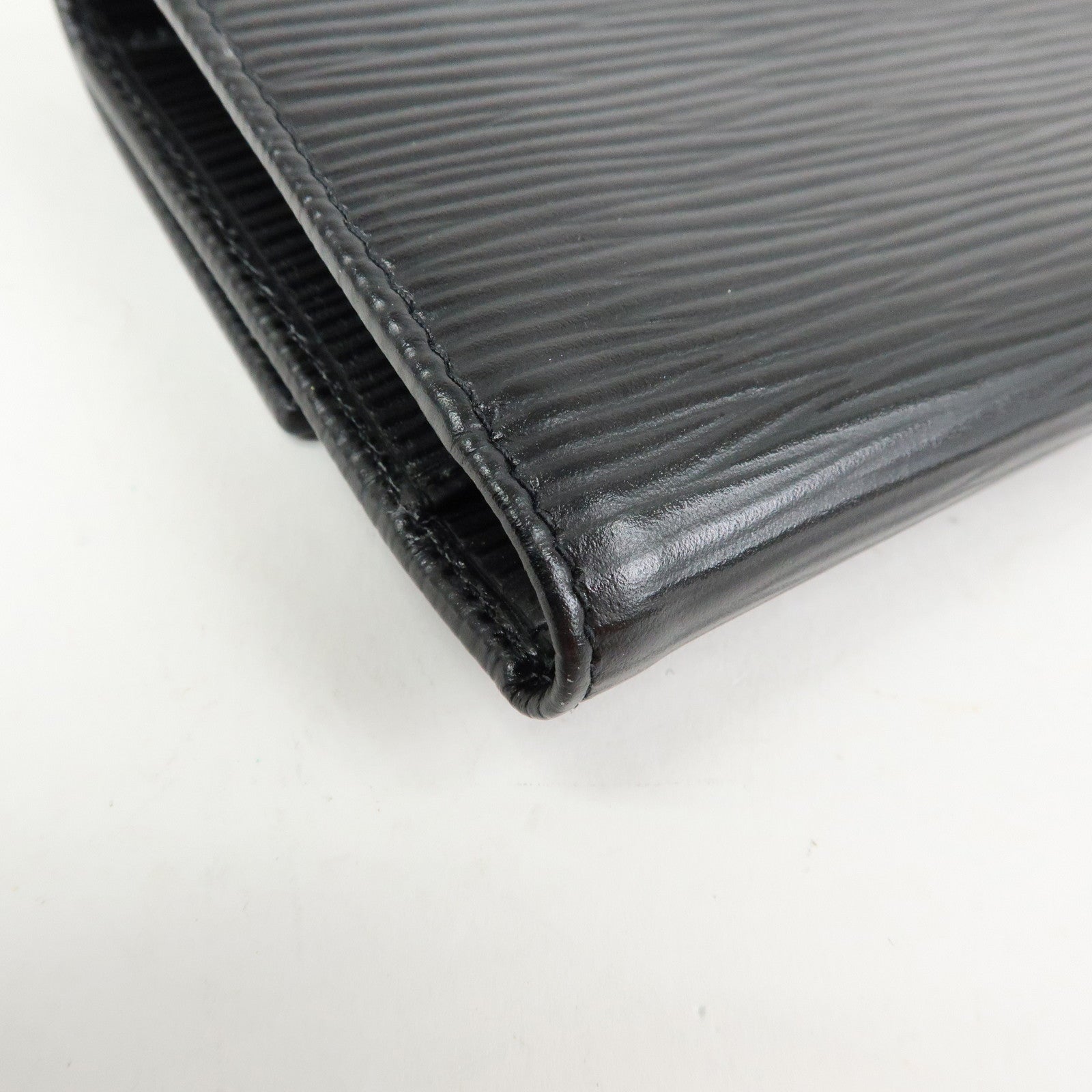 FENDI Embossed Leather Long Flap Wallet Black 30858