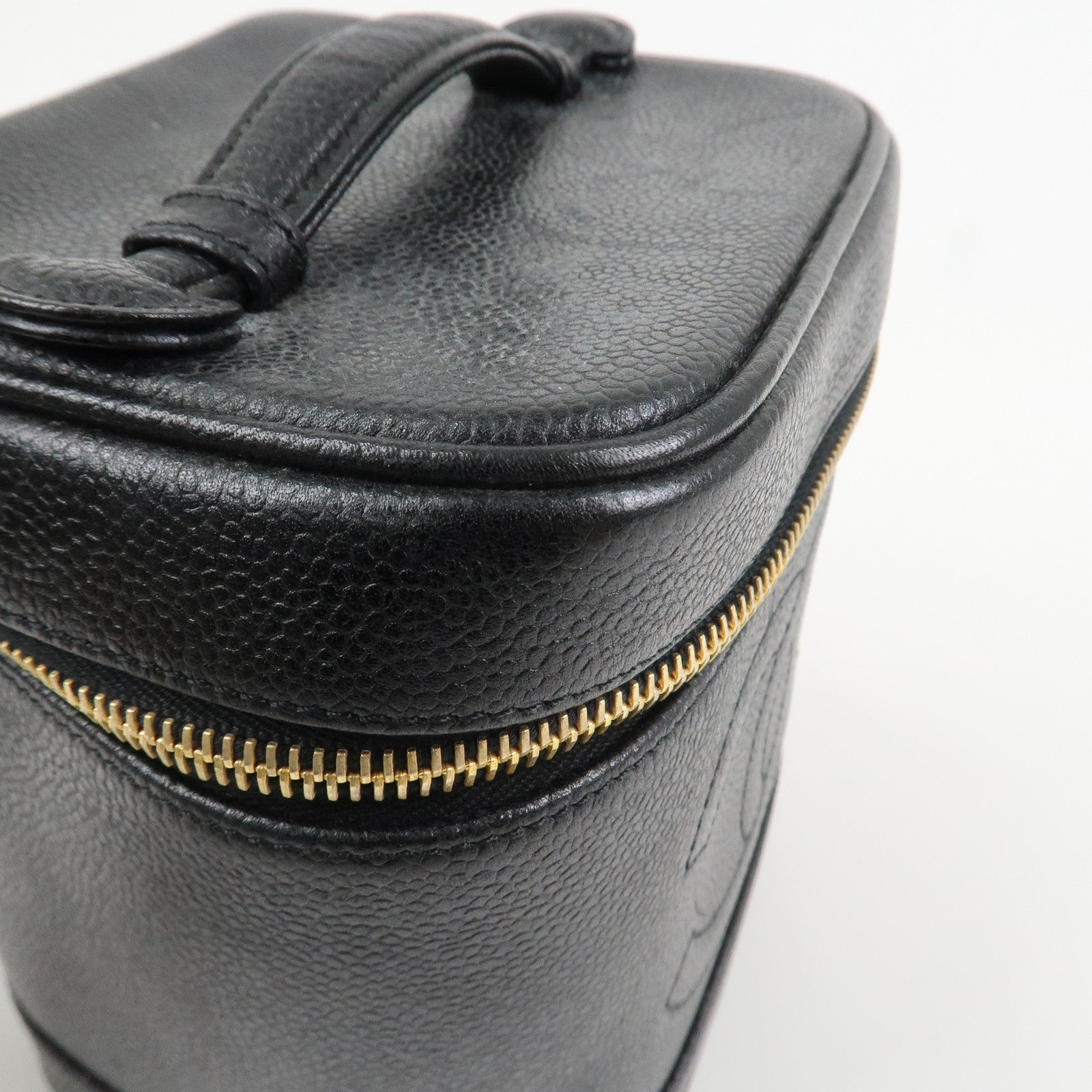 CHANEL COCO Mark Caviarskin Vanity Bag Hand Bag Pouch Black A01998