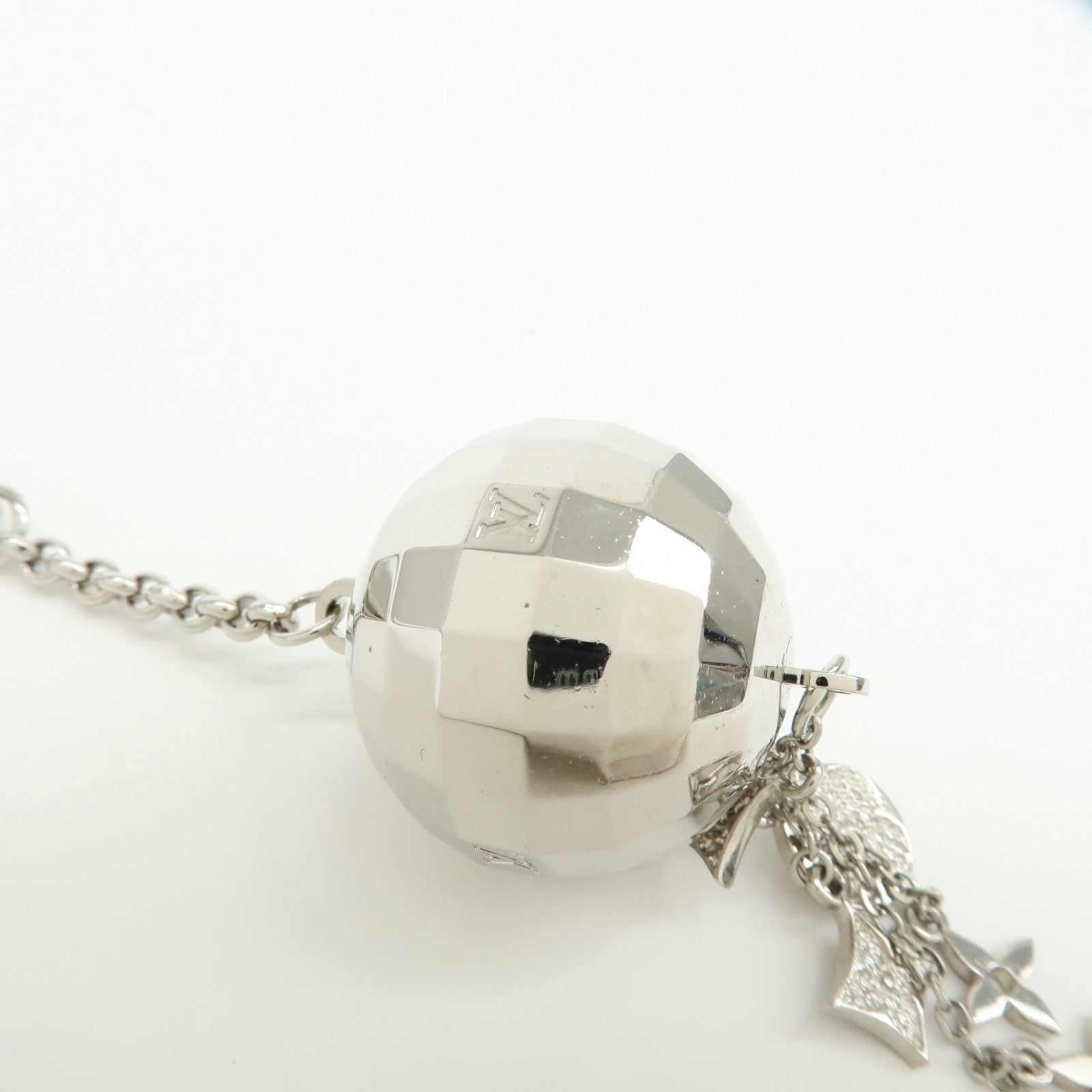 Louis Vuitton Porte Cles Glitter Bag Charm Key Chain Silver M65378