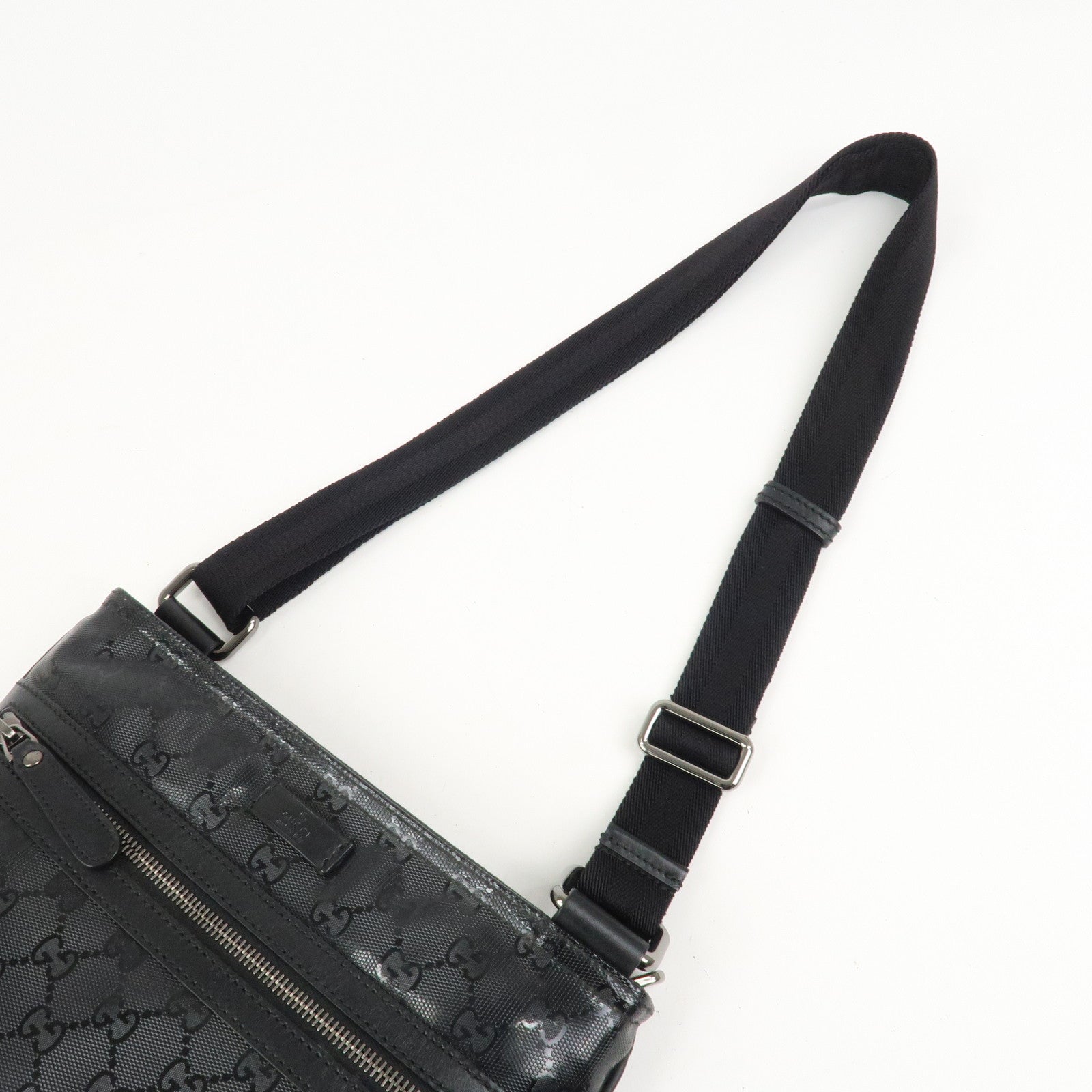 GUCCI GG Imprime Monogram PVC Shoulder Bag Cross Body Bag Black 295257