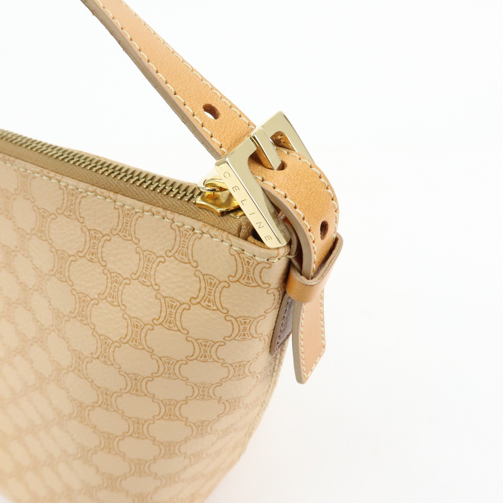 CELINE Macadam PVC Leather Hand Bag Shoulder Bag Beige