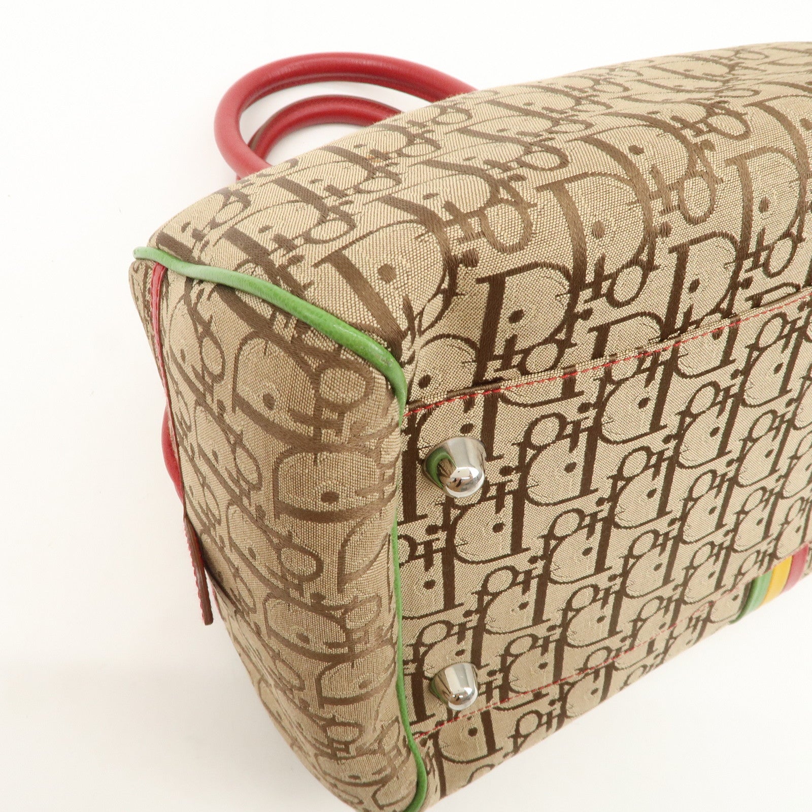 Christian Dior Rasta Trotter Canvas Leather Boston Bag Hand Bag