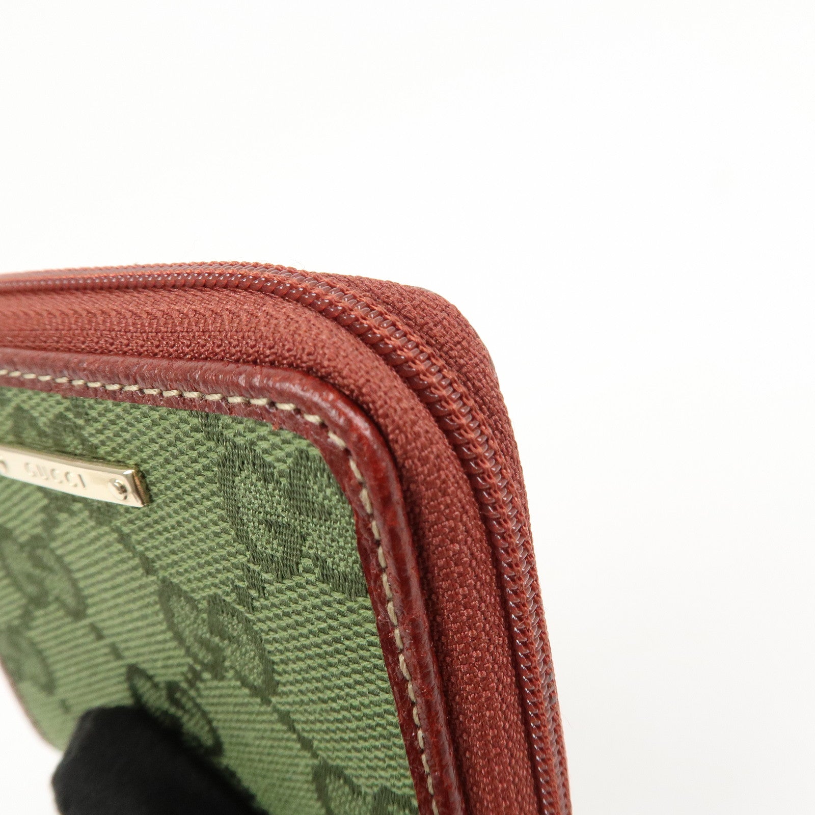 GUCCI GG Canvas Leather Coin Case Coin Purse Green 115255