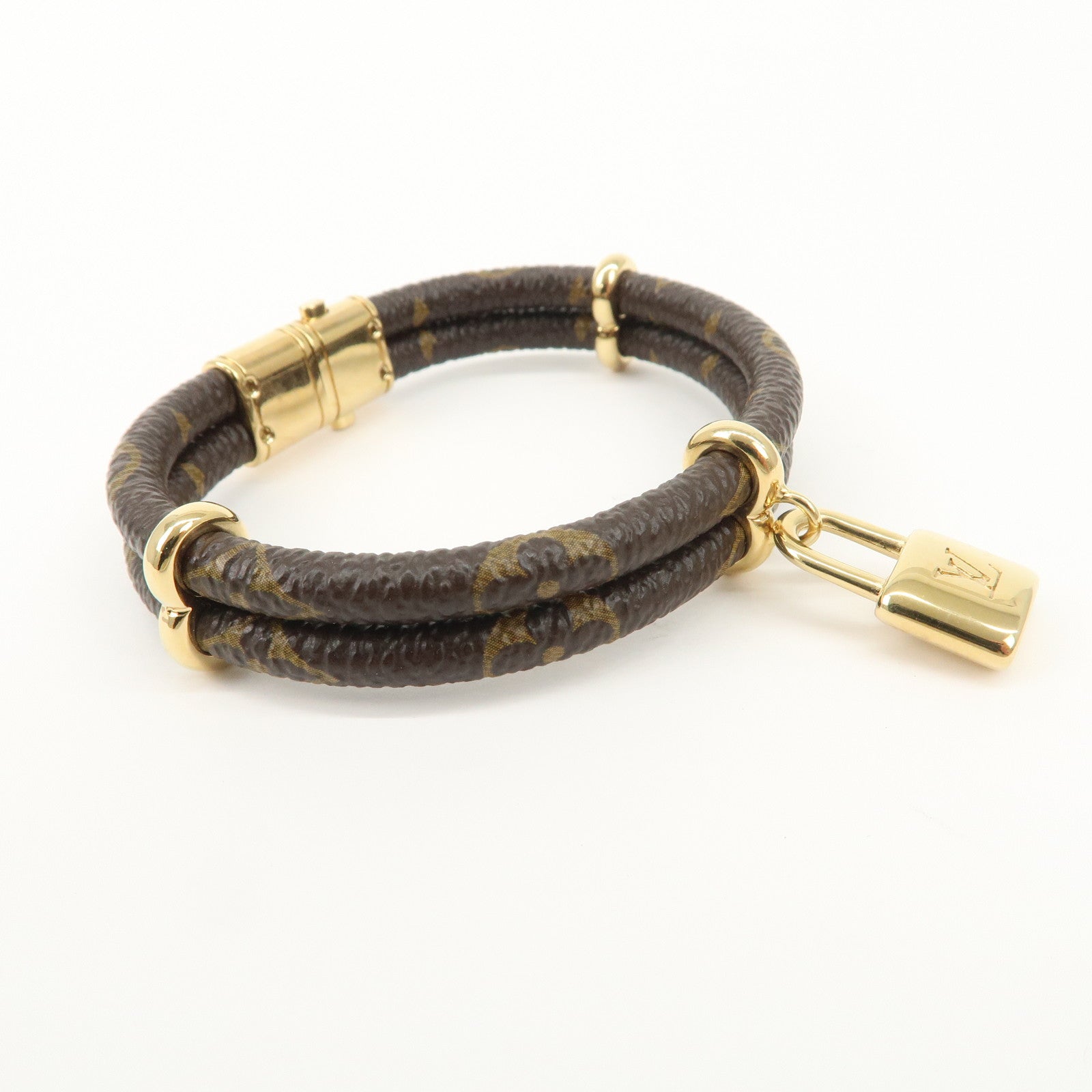 Louis Vuitton Monogram Leather Keep It Twice Bracelet M8109