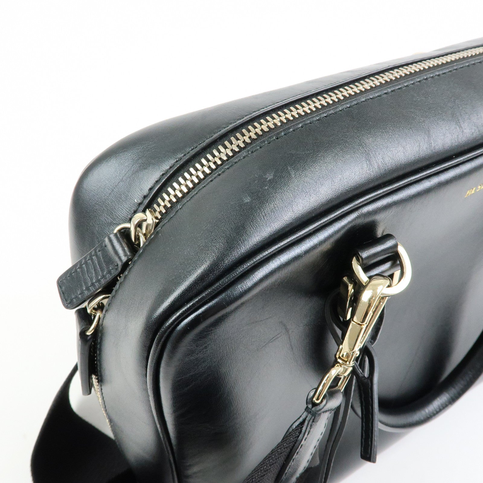 JIL SANDER Leather 2Way Bag Hand Bag Shoulder Bag Pouch Black