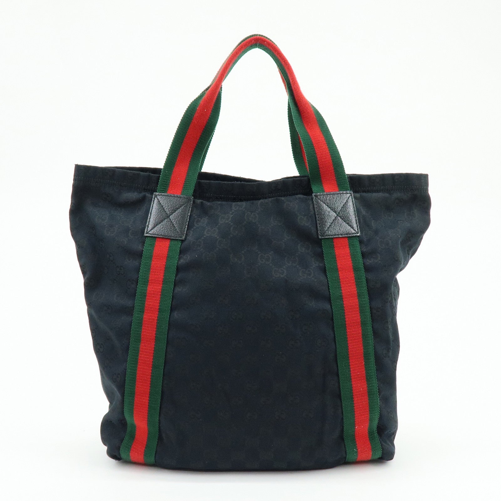 GUCCI Sherry GG Canvas Leather Tote Bag Shoulder Bag Black