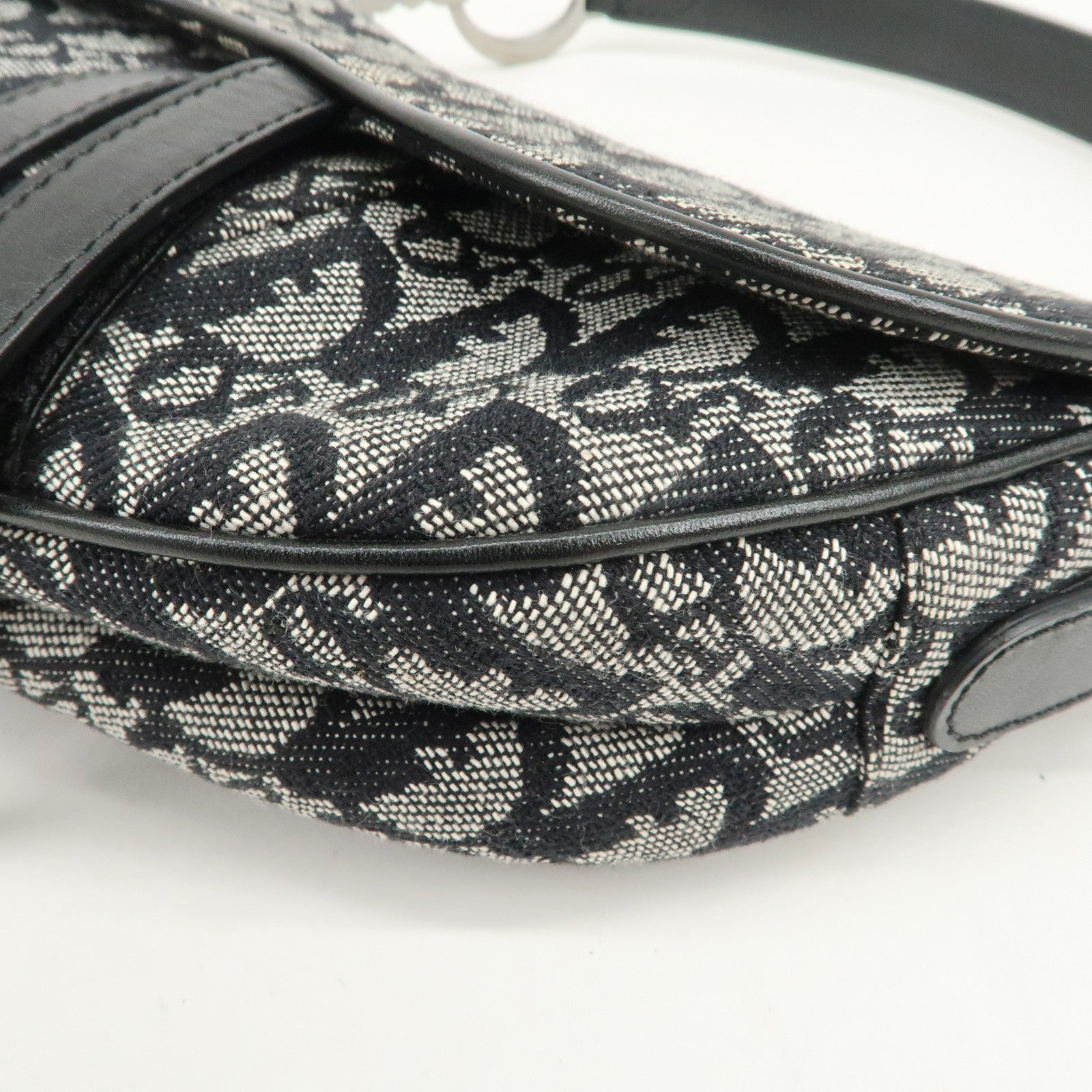 Christian Dior Trotter Canvas Leather Saddle Bag Hand Bag Black