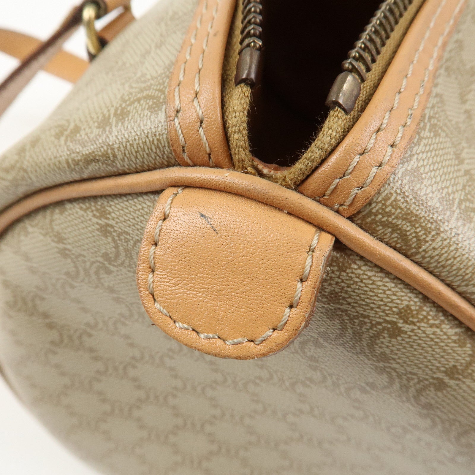 CELINE Macadam PVC Leather Shoulder Bag Hand Bag Beige