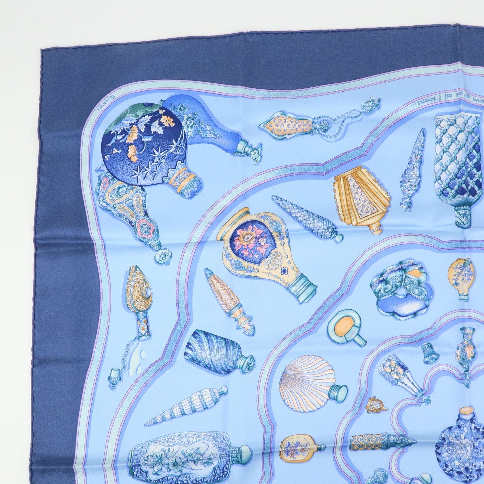 Hermes Carre 90 Silk 100% Scarf Pourvu qu'on ait l'ivresse Navy