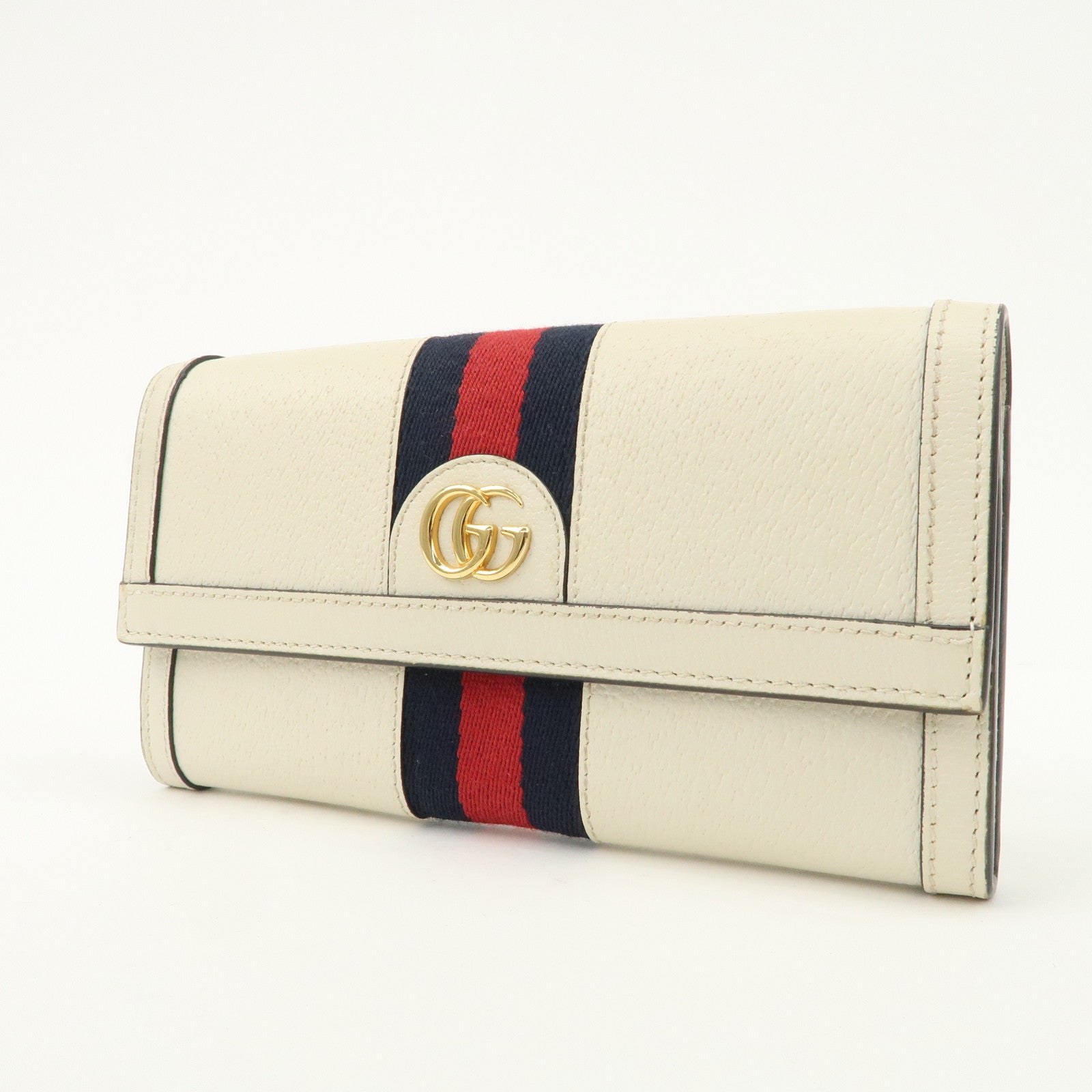 GUCCI Ophidia Sherry GG Marmont Leather Bi-fold Long Wallet Ivory 523153