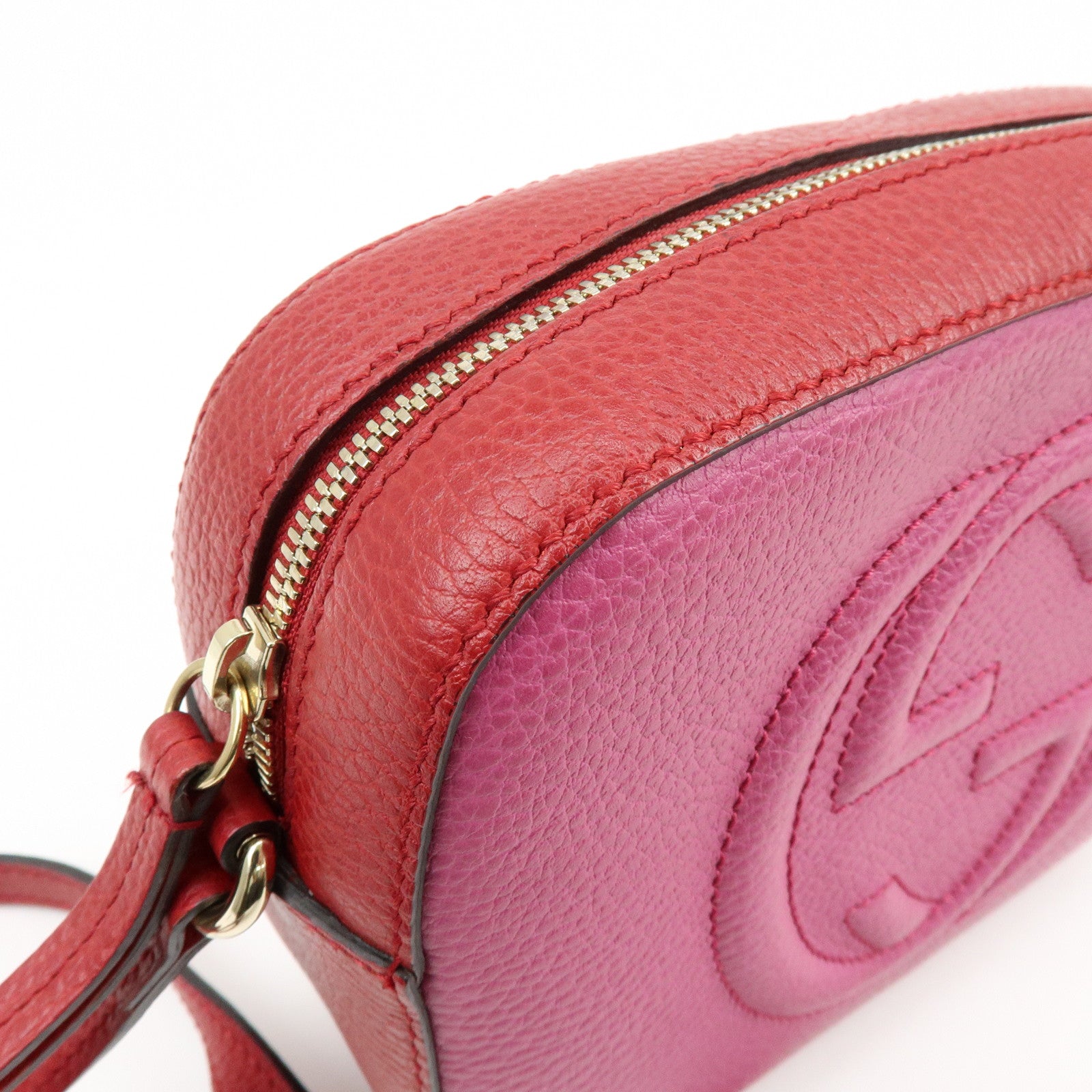GUCCI SOHO Leather Shoulder Crossbody Bag Pink Red 431567