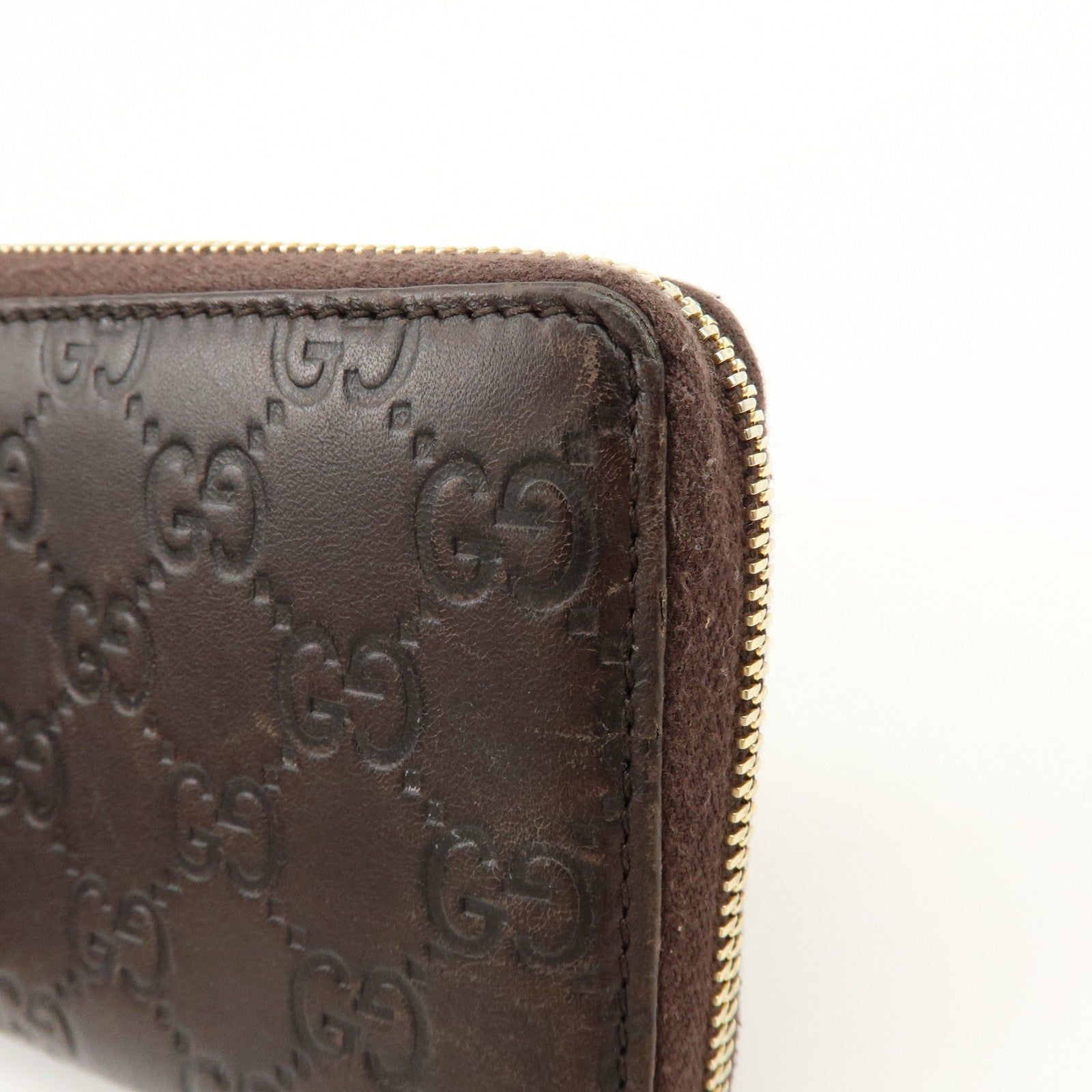 GUCCI Guccissima Leather Round Zippy Long Wallet Dark Brown 112724