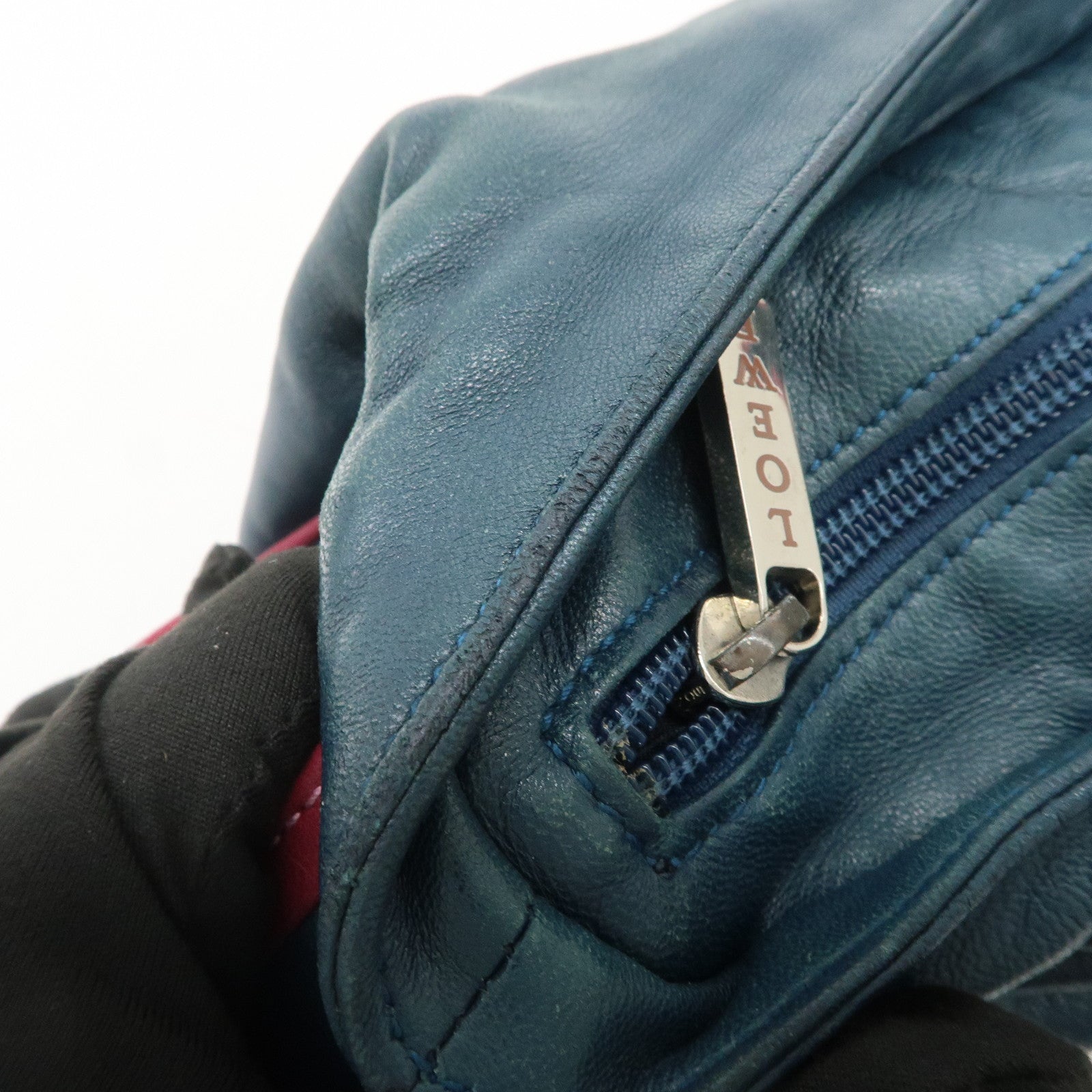 LOEWE Nappa Leather Shoulder Bag Hand Bag Blue Pink