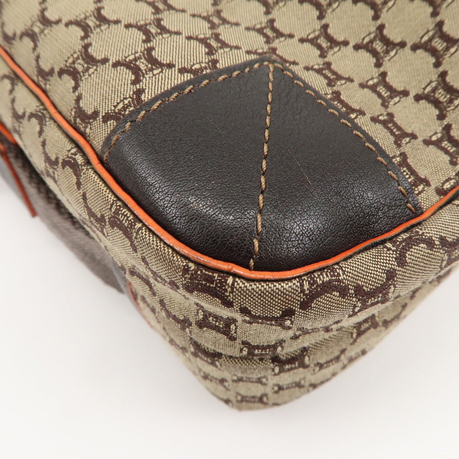 CELINE Macadam Leather Canvas Shoulder Bag Crossbody Bag Used