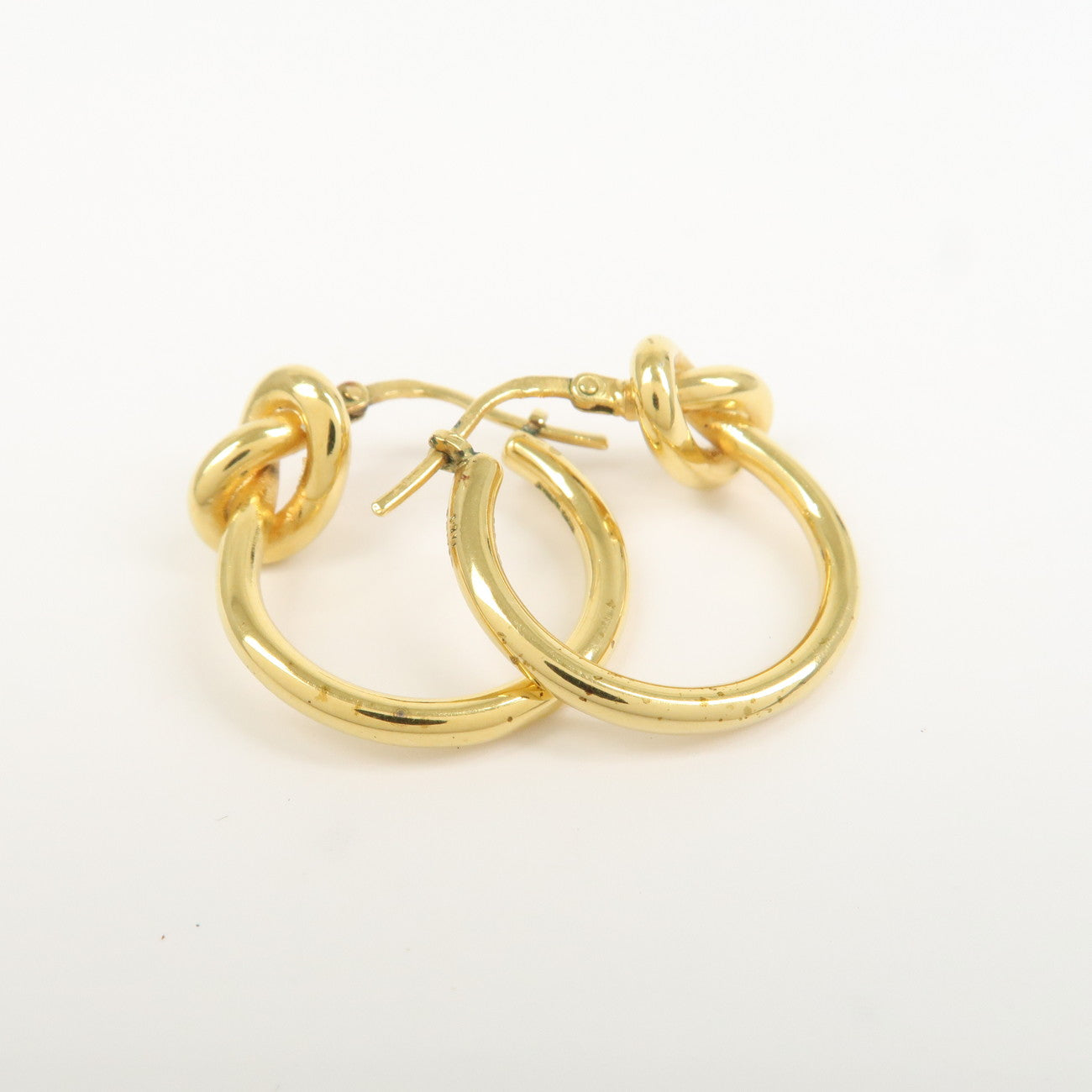 CELINE Logo Knot Small Hoop Earrings Metal Gold