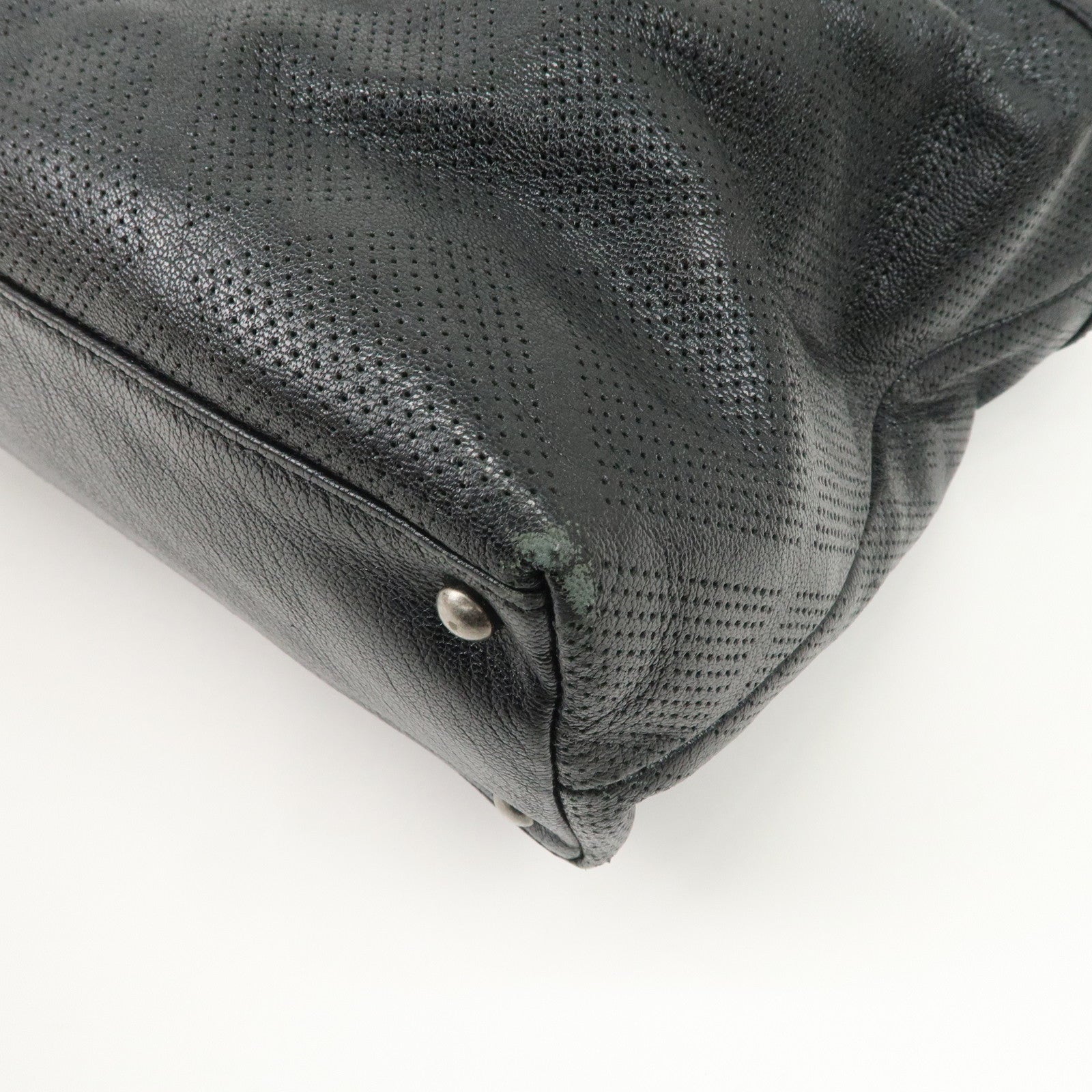 CHANEL COCO Mark Calf Leather Punching Tote Bag Black A33936 Used