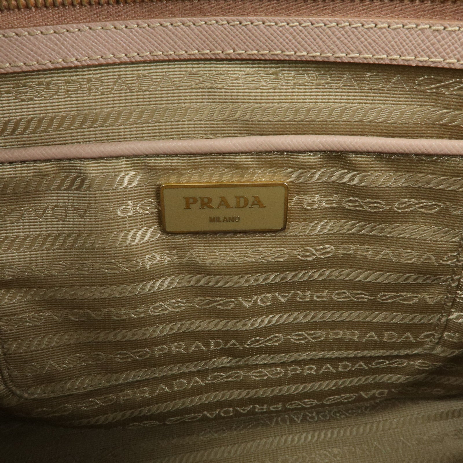 PRADA Triangle Logo Galleria Saffiano Leather Tote Hand Bag Pink