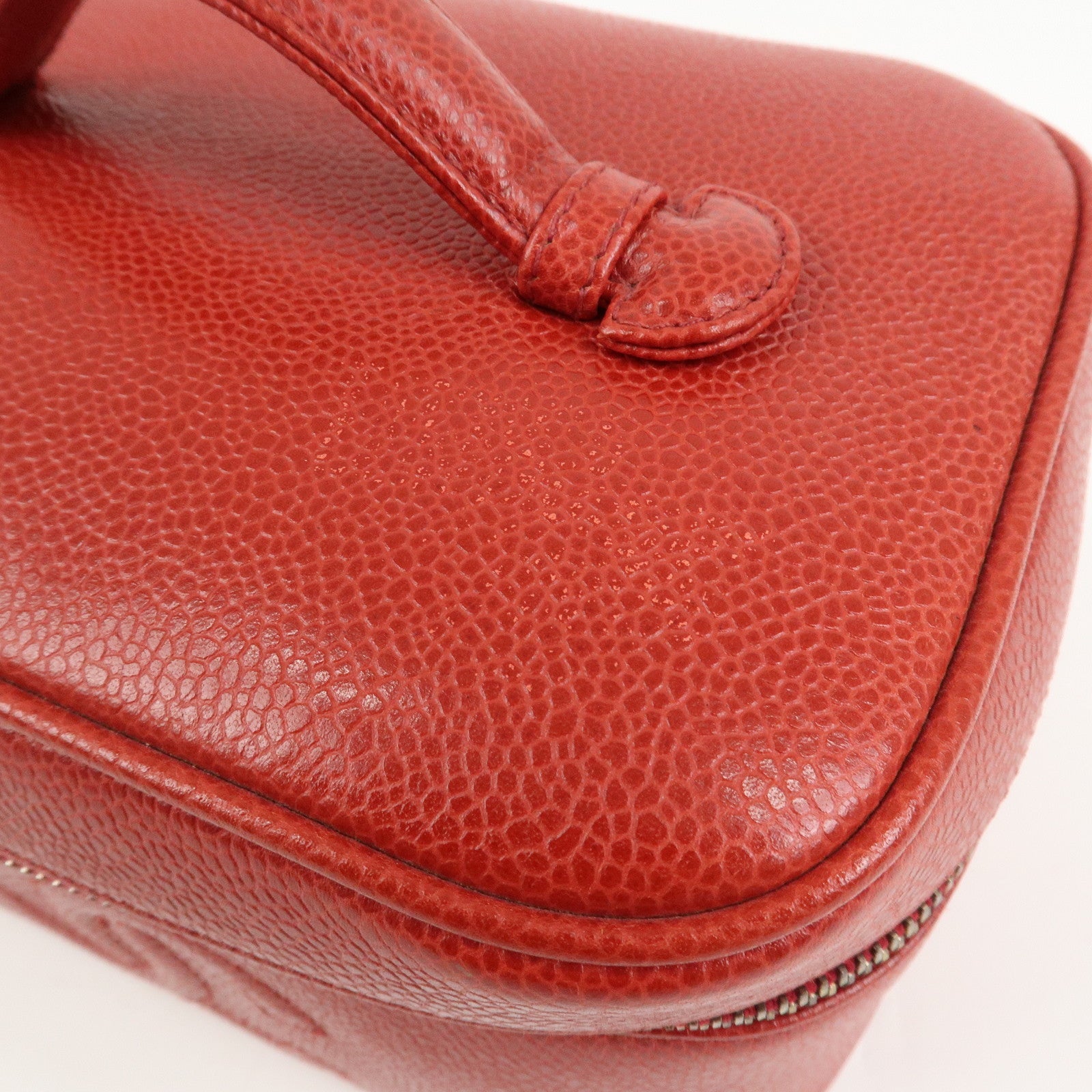 CHANEL COCO Mark Caviarskin Vanity Bag Hand Bag Red A01998