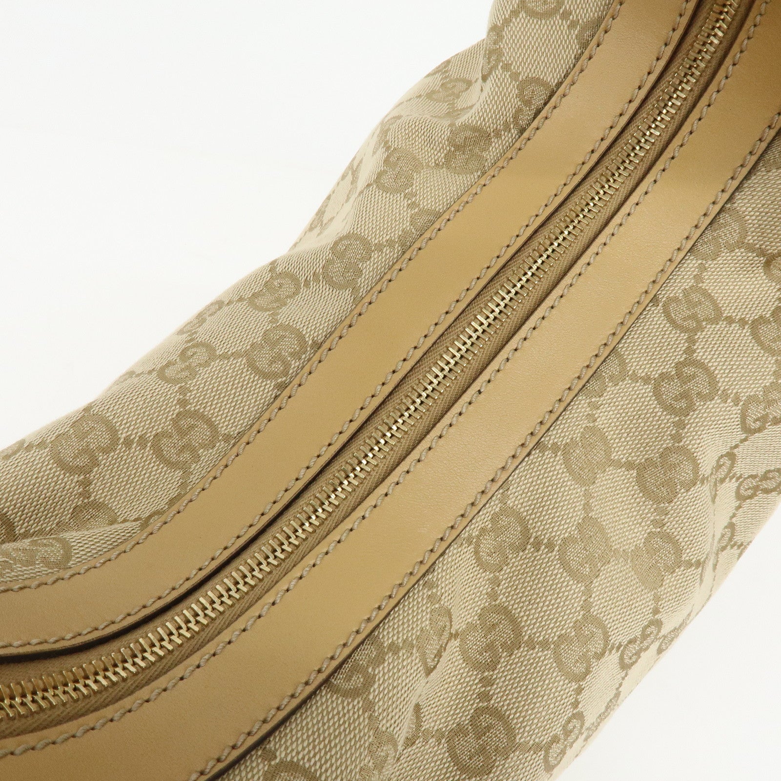 GUCCI Sherry Horsebit GG Canvas Leather Shoulder Bag Beige 232968