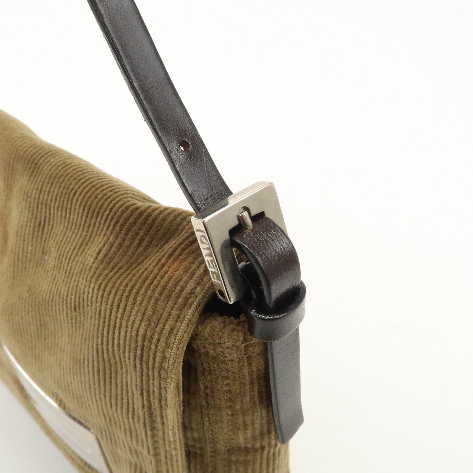 FENDI Logo Corduroy Shoulder Bag Hand Bag Caramel Used